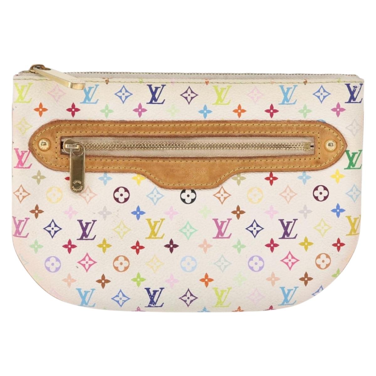 LOUIS VUITTON Monogram Multicolor Pochette GM Pouch White M60027 Auth am10526