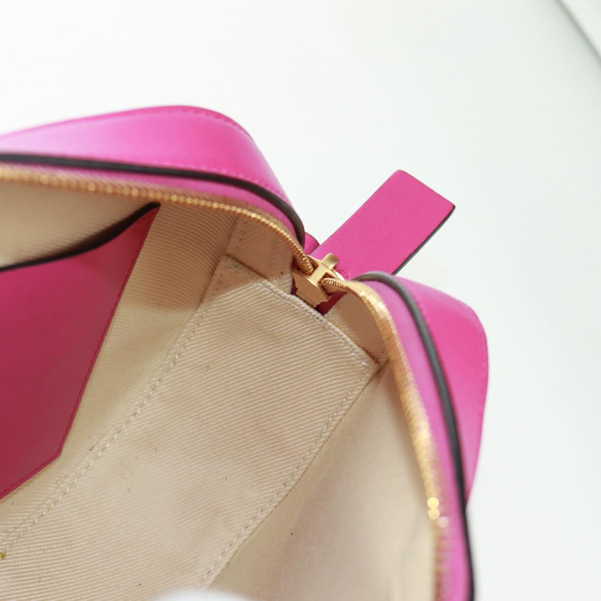 VALENTINO V Logo Walk Shoulder Bag Leather Pink Gold Auth am10527V