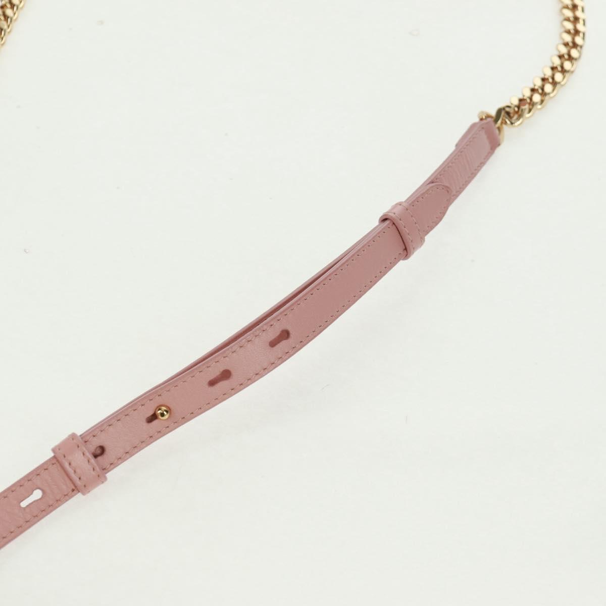 BURBERRY BT Quilted Chain Shoulder Bag Leather Pink Gold Auth am10528V
