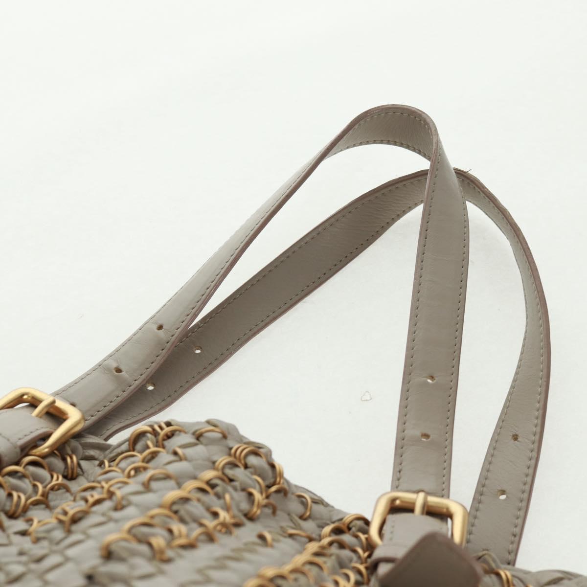 BOTTEGA VENETA INTRECCIATO Tote Bag Leather Gray Gold Auth am10529V
