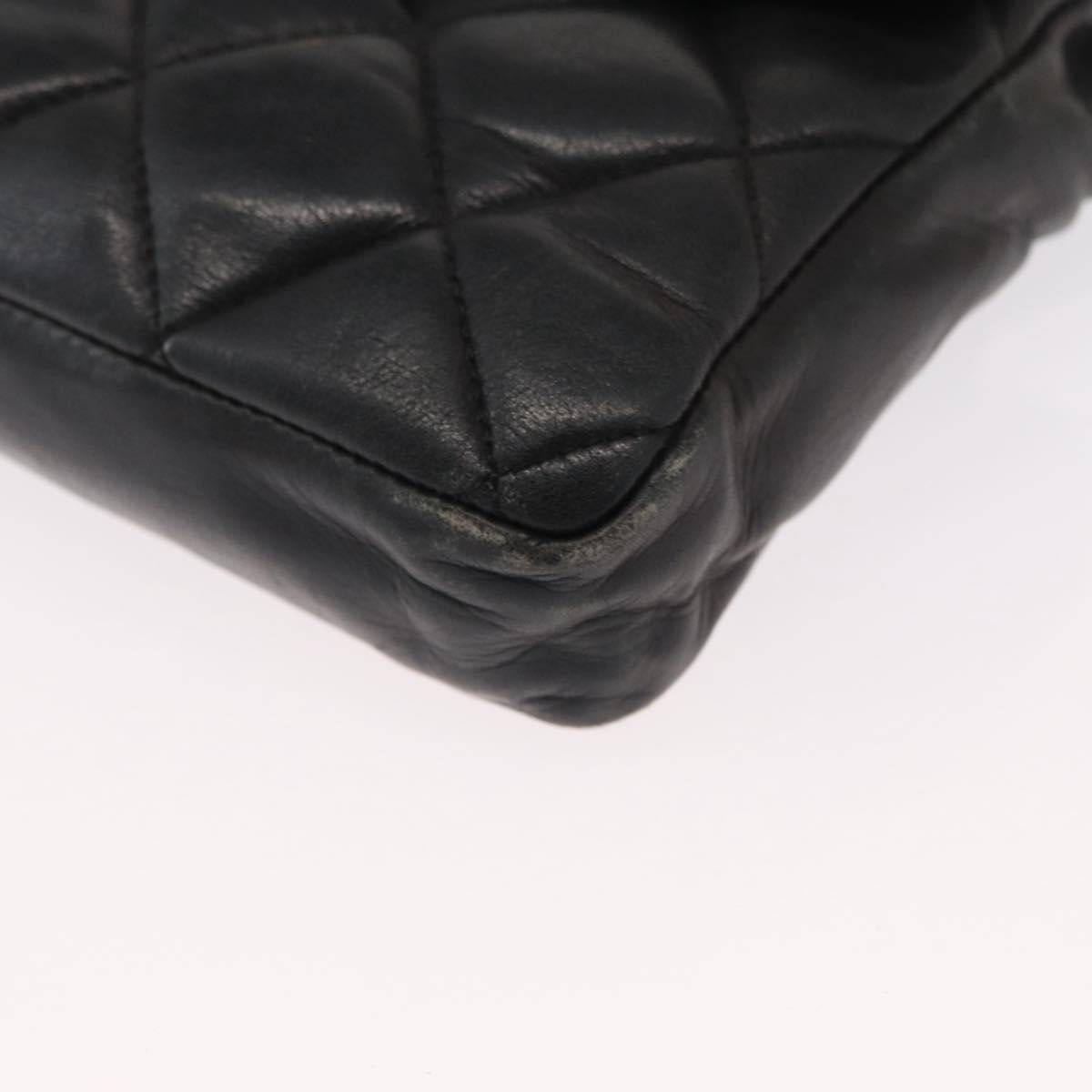 CHANEL Matelasse Waist bag Lamb Skin Black Gold CC Auth am10530