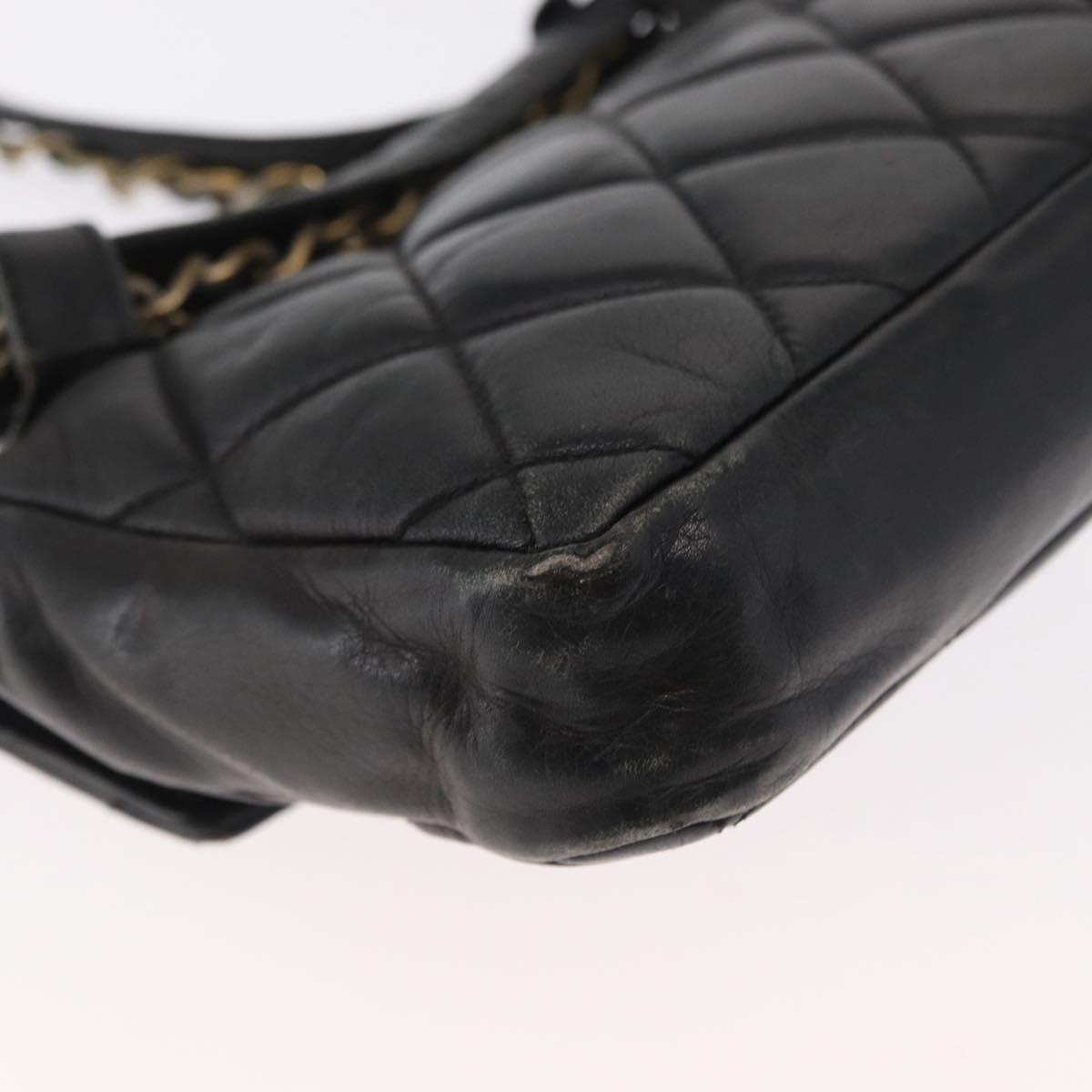 CHANEL Matelasse Waist bag Lamb Skin Black Gold CC Auth am10530