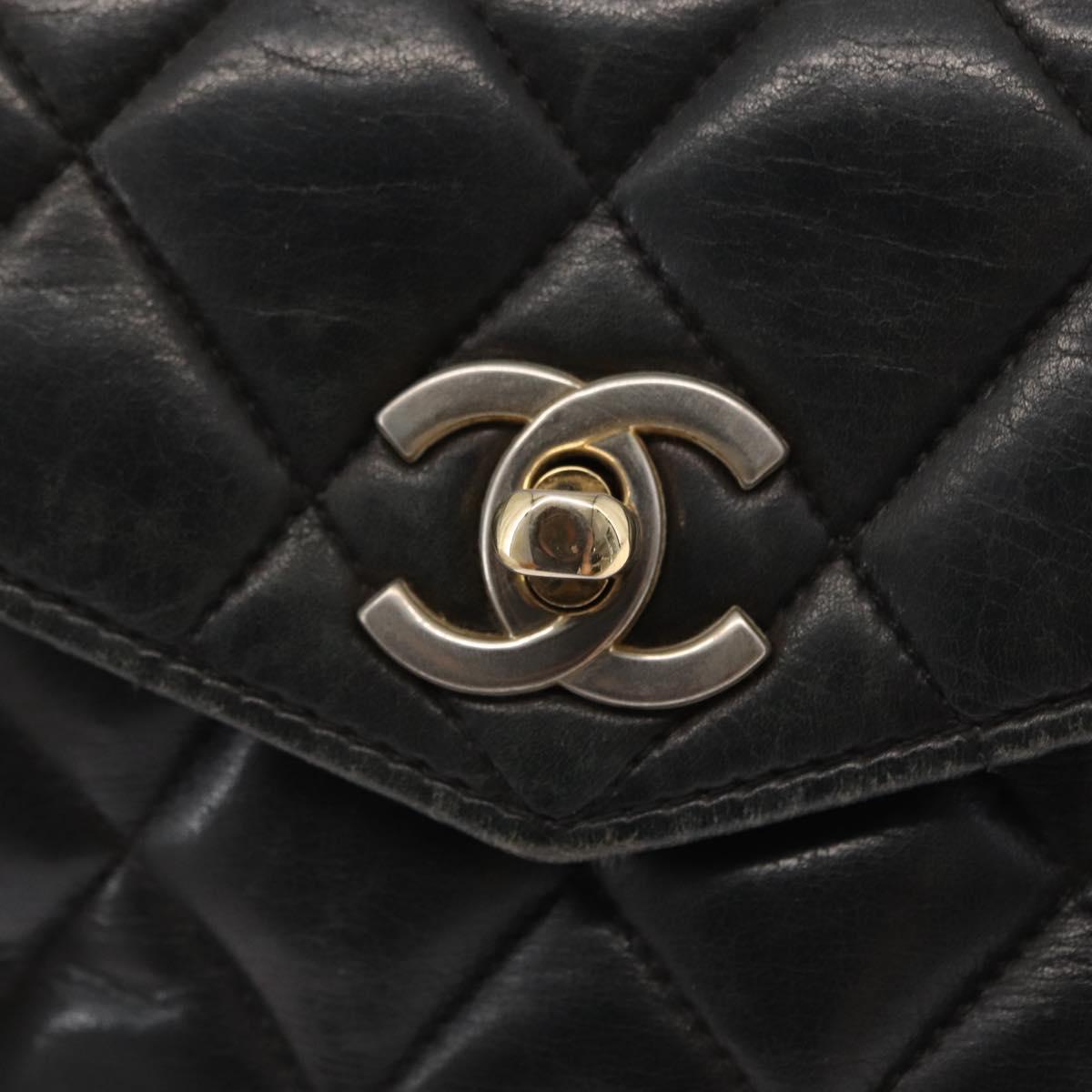CHANEL Matelasse Waist bag Lamb Skin Black Gold CC Auth am10530