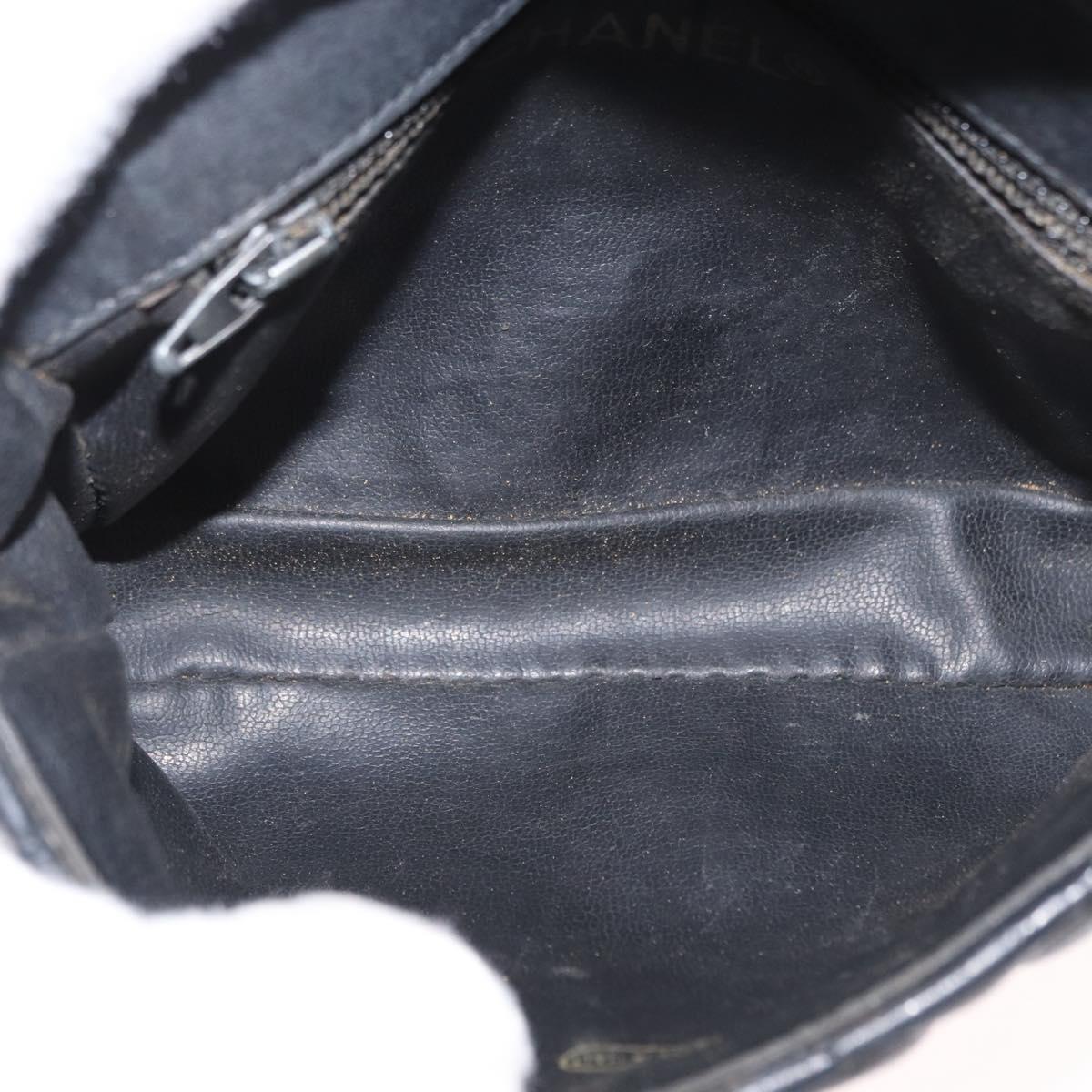 CHANEL Matelasse Waist bag Lamb Skin Black Gold CC Auth am10530