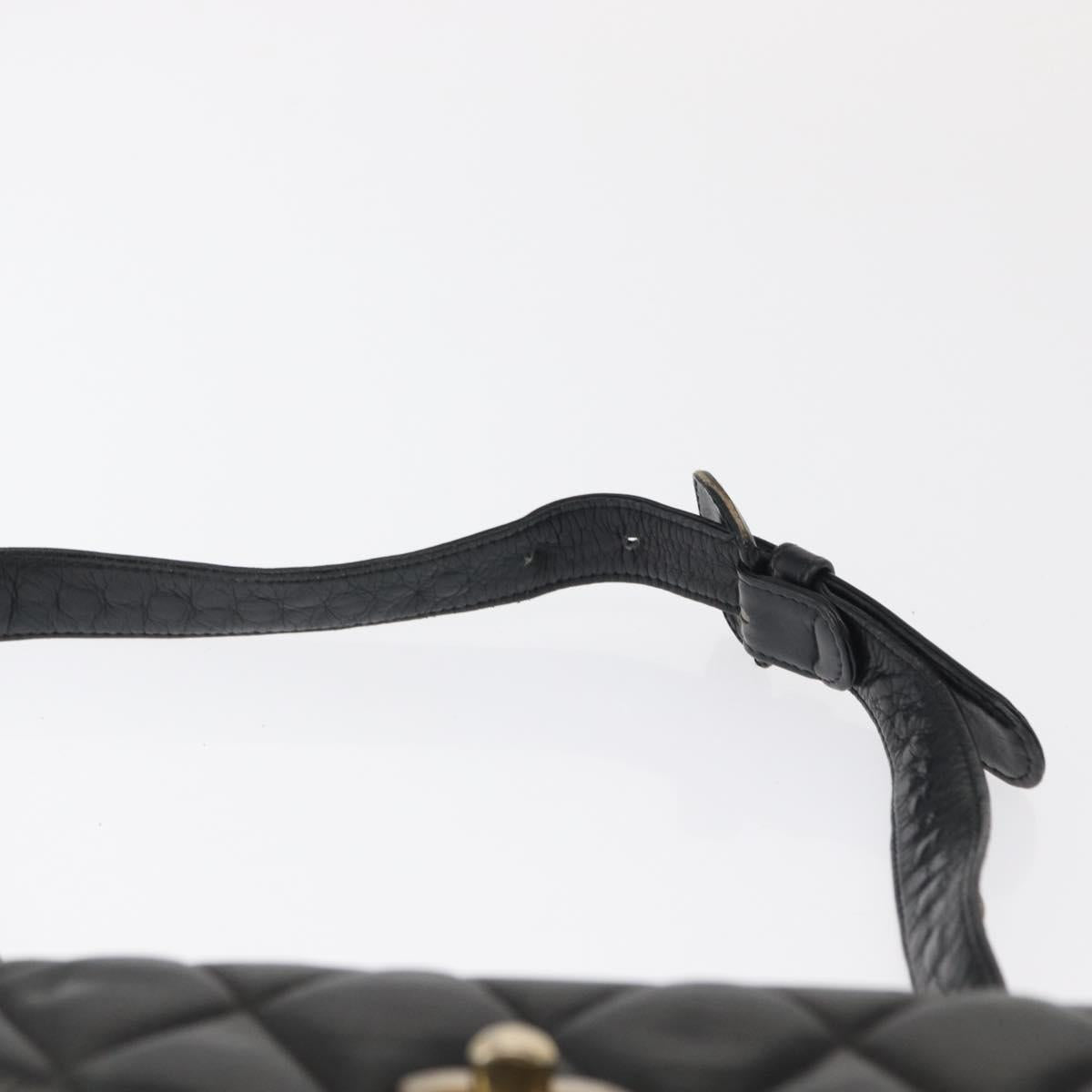 CHANEL Matelasse Waist bag Lamb Skin Black Gold CC Auth am10530