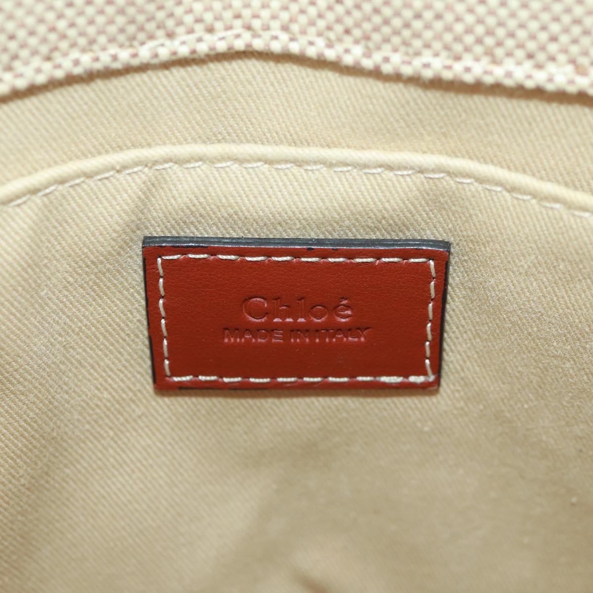 Chloe Woody Hand Bag Canvas 2way Beige Gold Auth am10533V