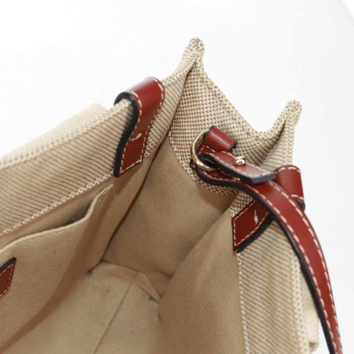 Chloe Woody Hand Bag Canvas 2way Beige Gold Auth am10533V