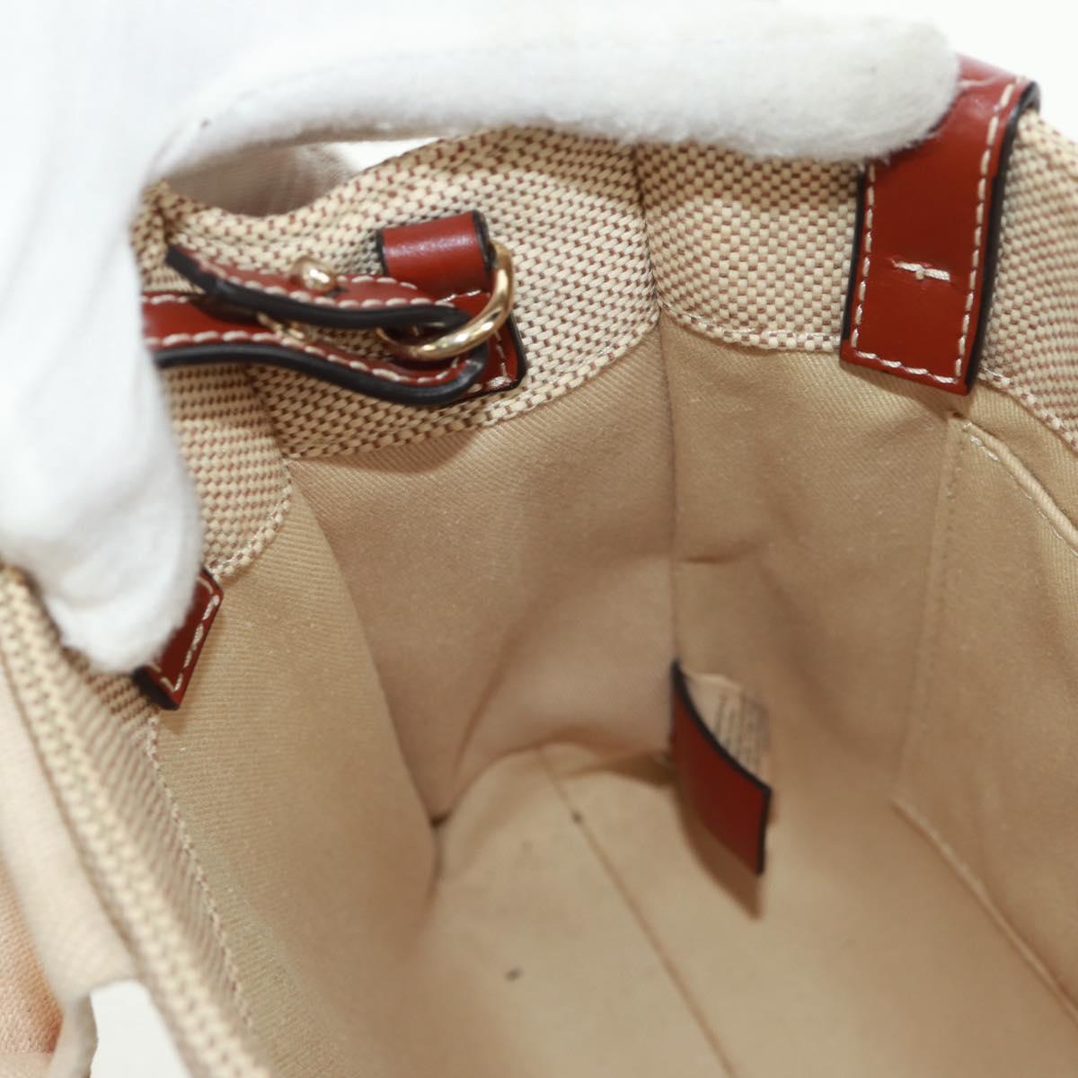 Chloe Woody Hand Bag Canvas 2way Beige Gold Auth am10533V
