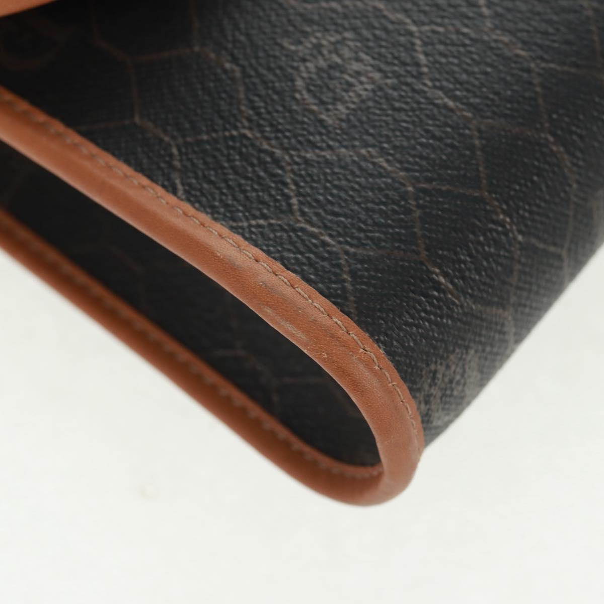 Christian Dior Honeycomb Canvas Chain Shoulder Bag Black Gold Auth am10539V