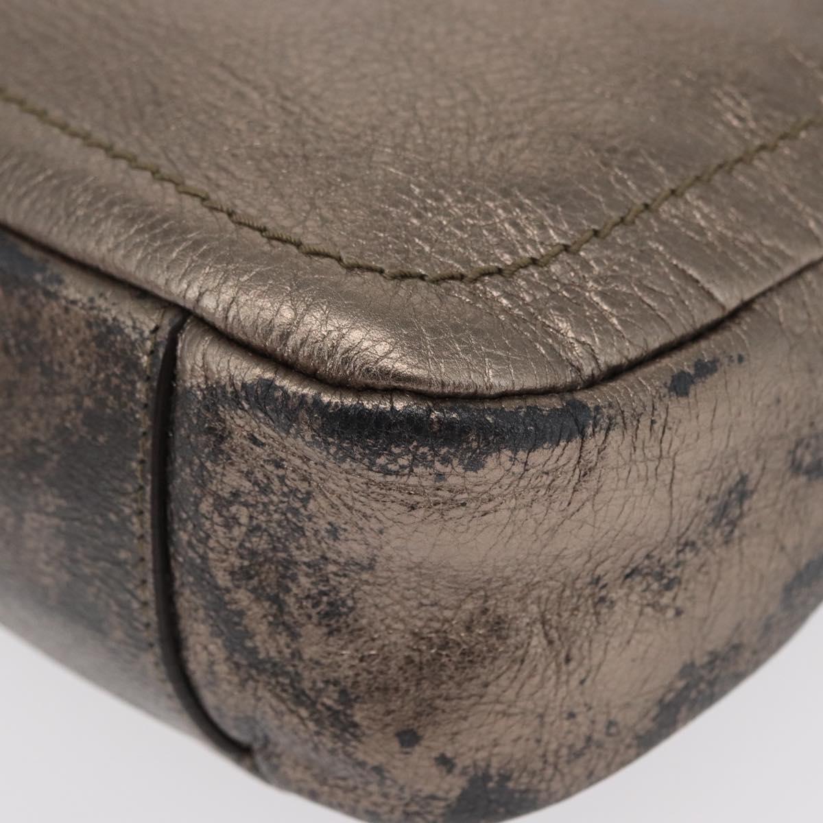 Salvatore Ferragamo Gancini Shoulder Bag Leather Silver Auth am10540