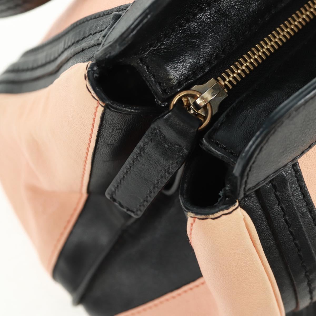 Chloe Alice Hand Bag Leather 2way Beige Black gold Auth am10542V