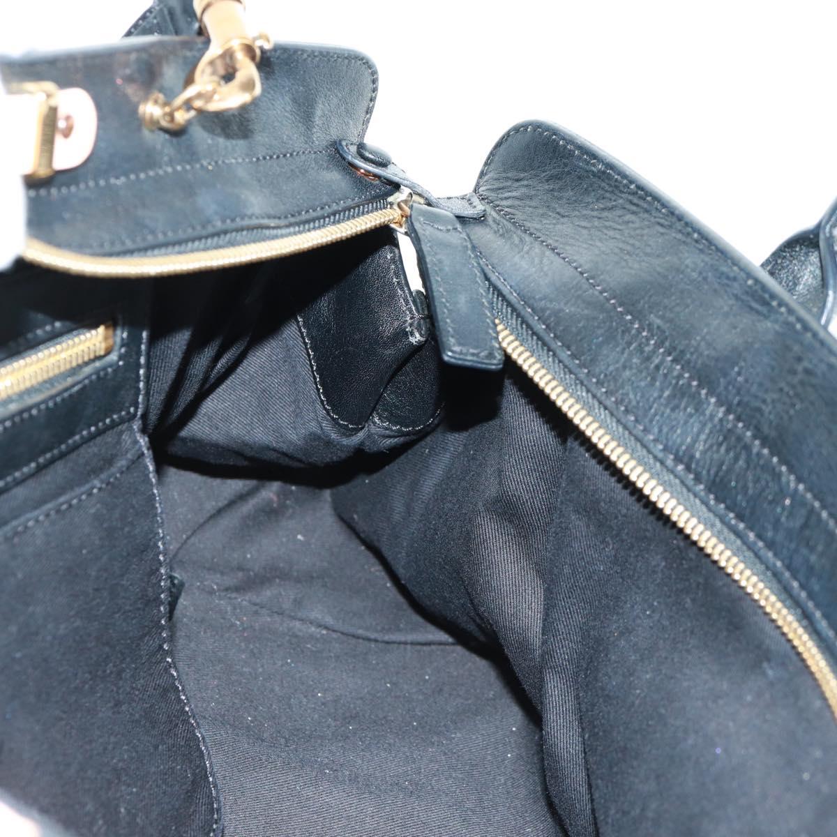 Chloe Alice Hand Bag Leather 2way Beige Black gold Auth am10542V