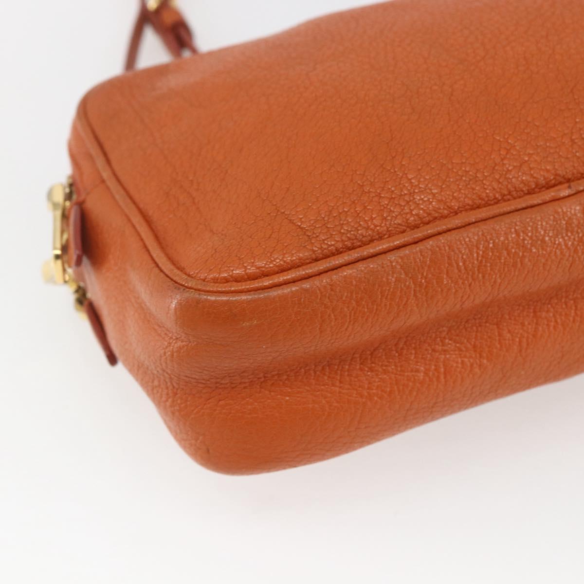 Miu Miu Shoulder Bag Leather Orange Gold Auth am10543