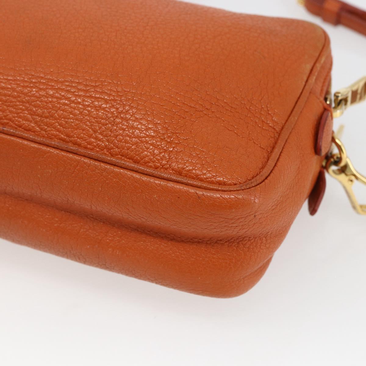 Miu Miu Shoulder Bag Leather Orange Gold Auth am10543