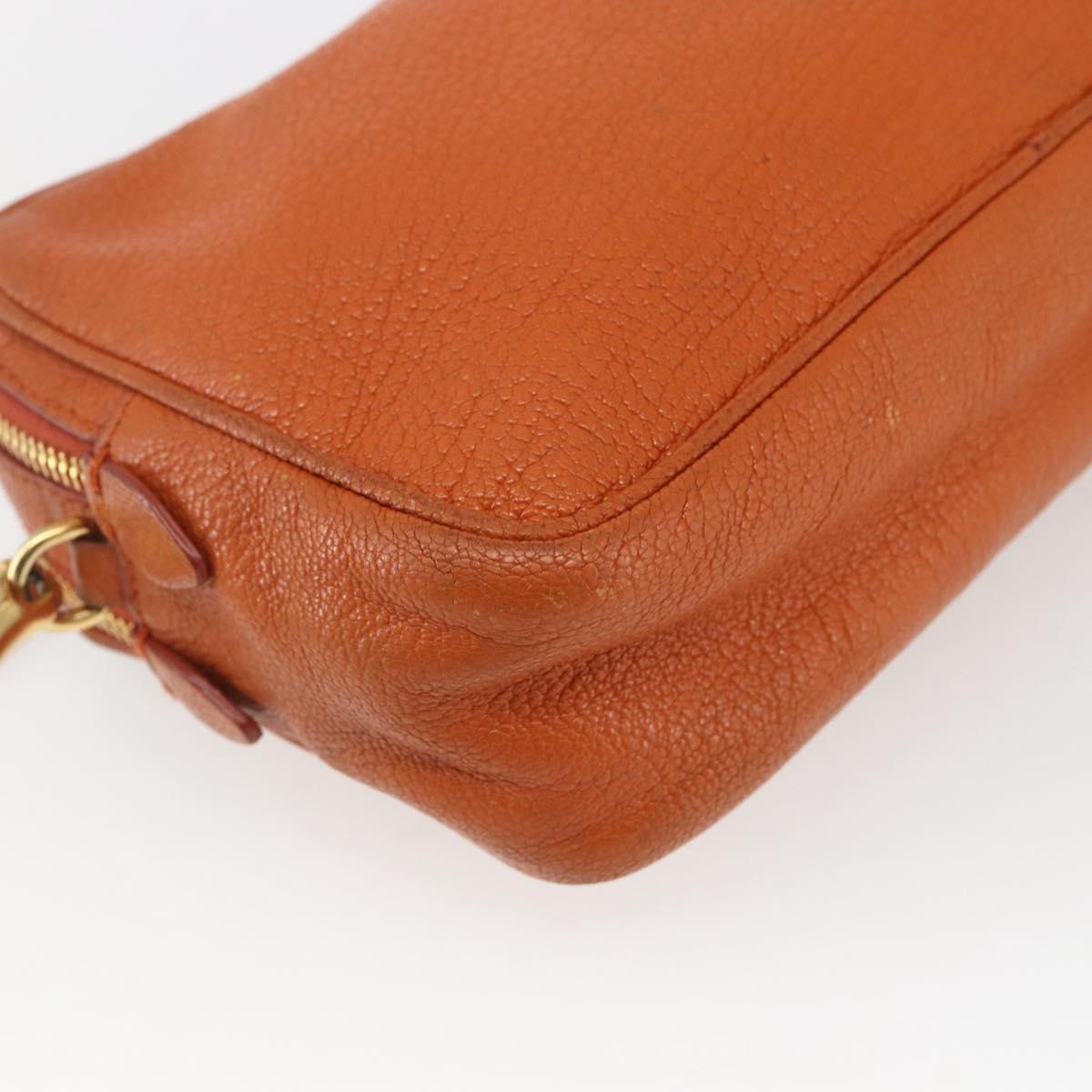Miu Miu Shoulder Bag Leather Orange Gold Auth am10543