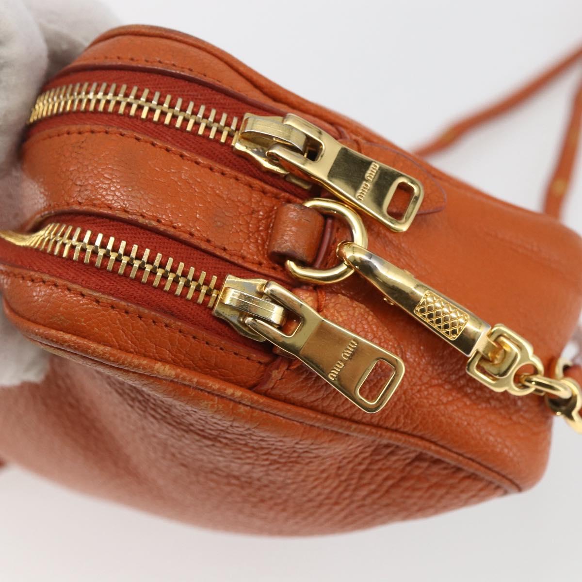 Miu Miu Shoulder Bag Leather Orange Gold Auth am10543