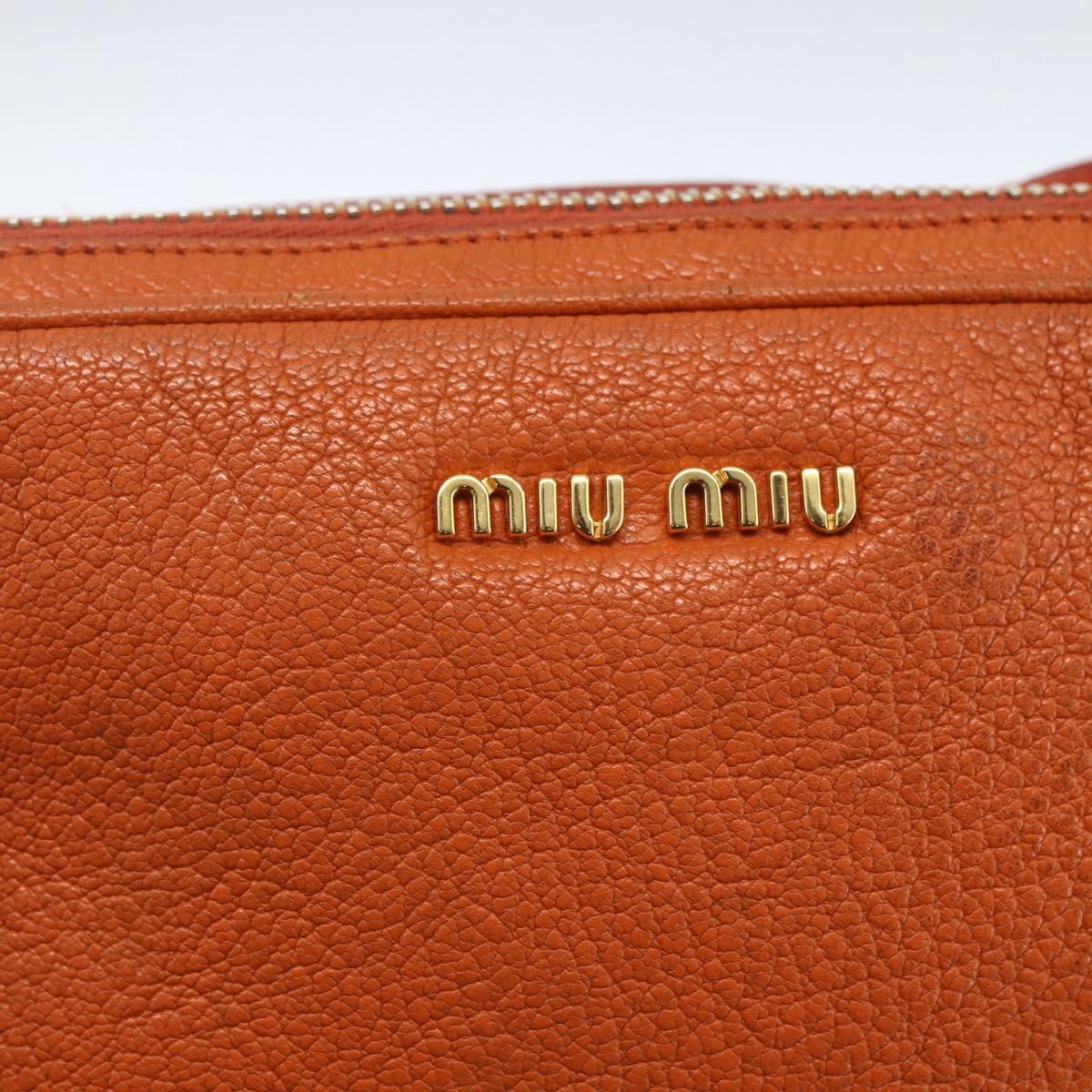 Miu Miu Shoulder Bag Leather Orange Gold Auth am10543