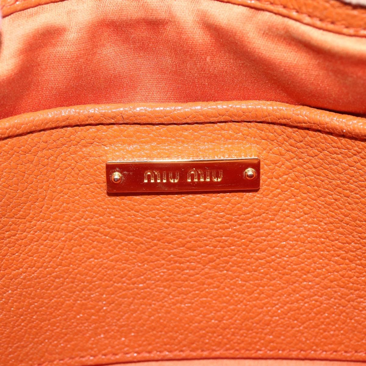 Miu Miu Shoulder Bag Leather Orange Gold Auth am10543