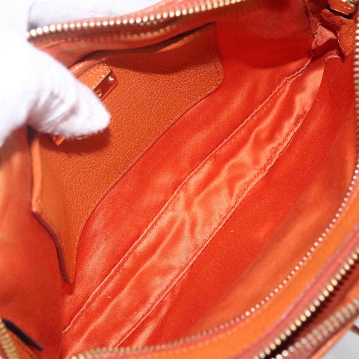 Miu Miu Shoulder Bag Leather Orange Gold Auth am10543