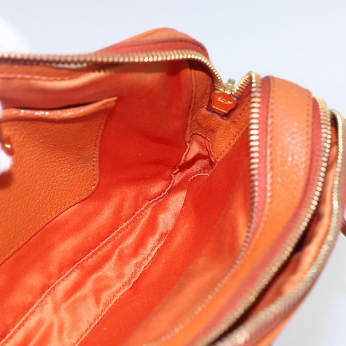Miu Miu Shoulder Bag Leather Orange Gold Auth am10543