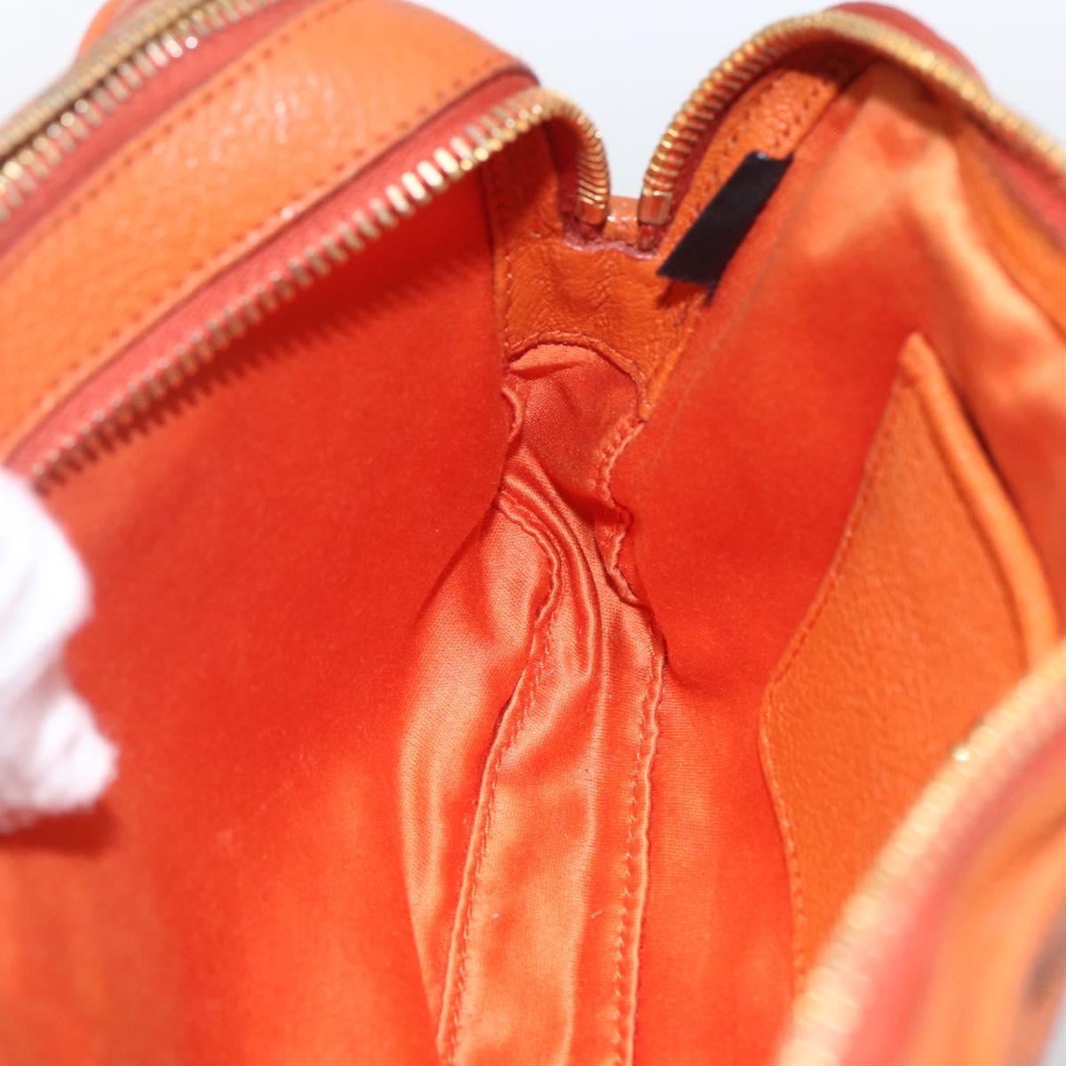 Miu Miu Shoulder Bag Leather Orange Gold Auth am10543