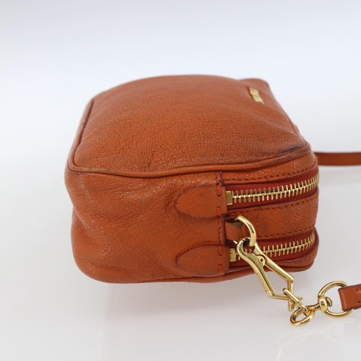 Miu Miu Shoulder Bag Leather Orange Gold Auth am10543