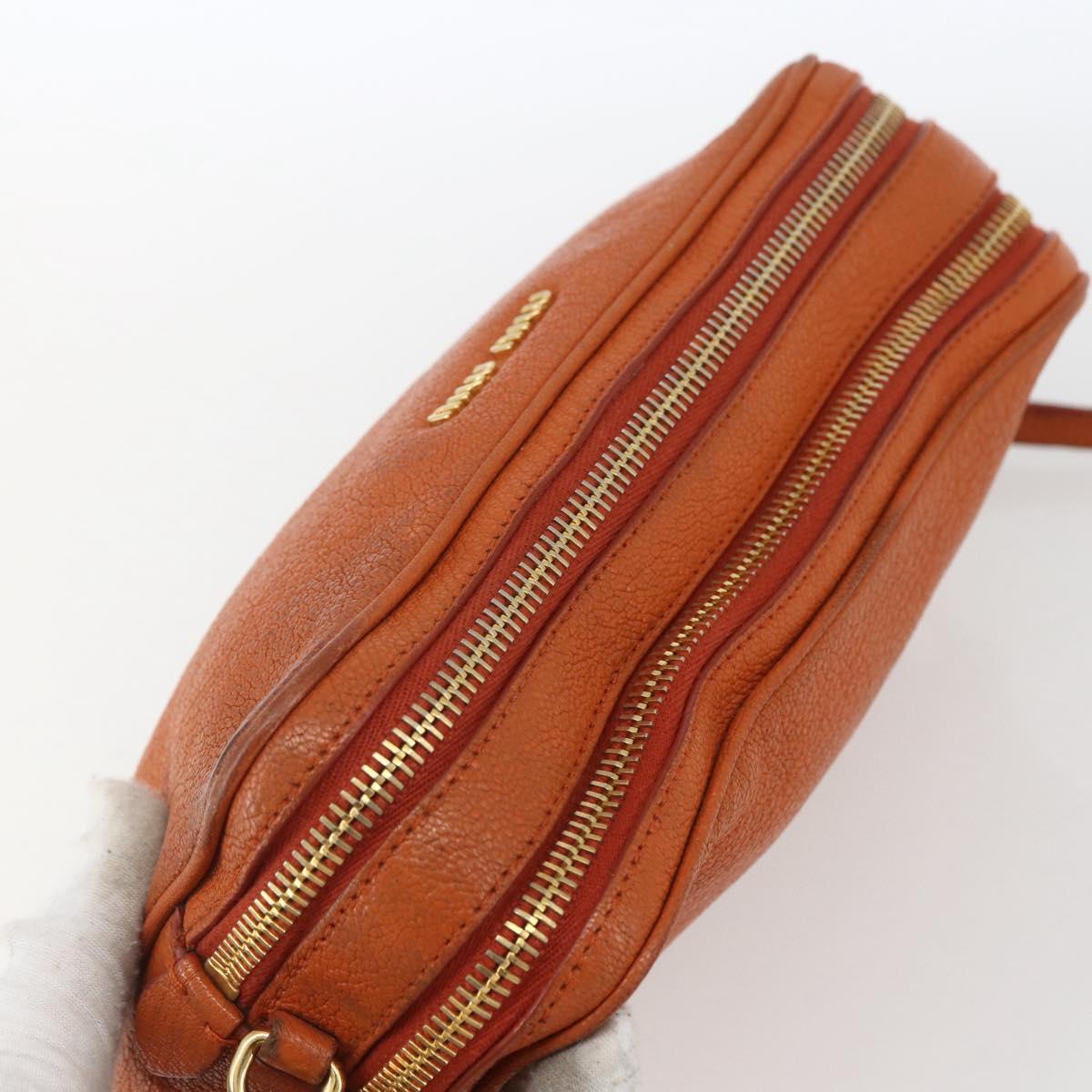 Miu Miu Shoulder Bag Leather Orange Gold Auth am10543