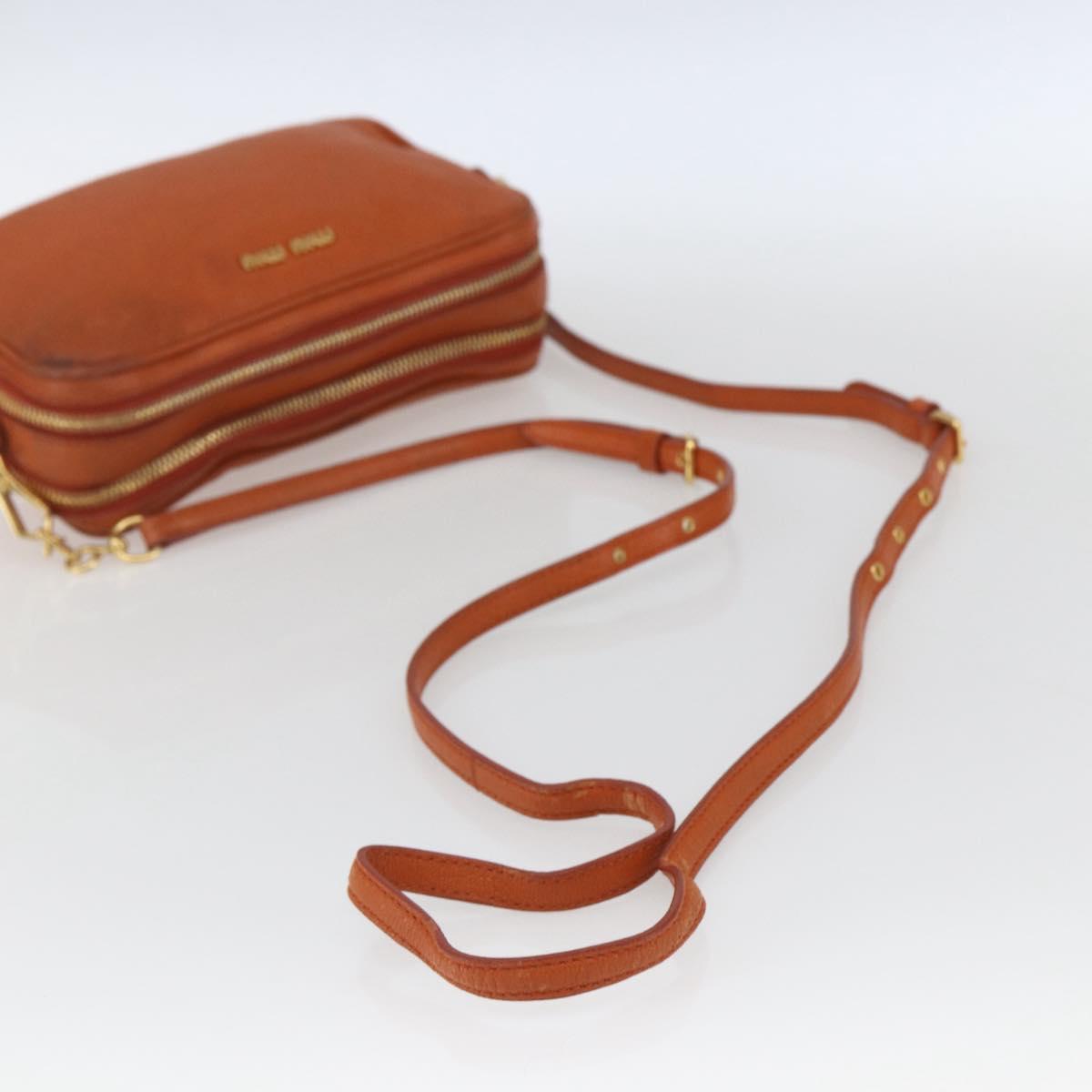 Miu Miu Shoulder Bag Leather Orange Gold Auth am10543