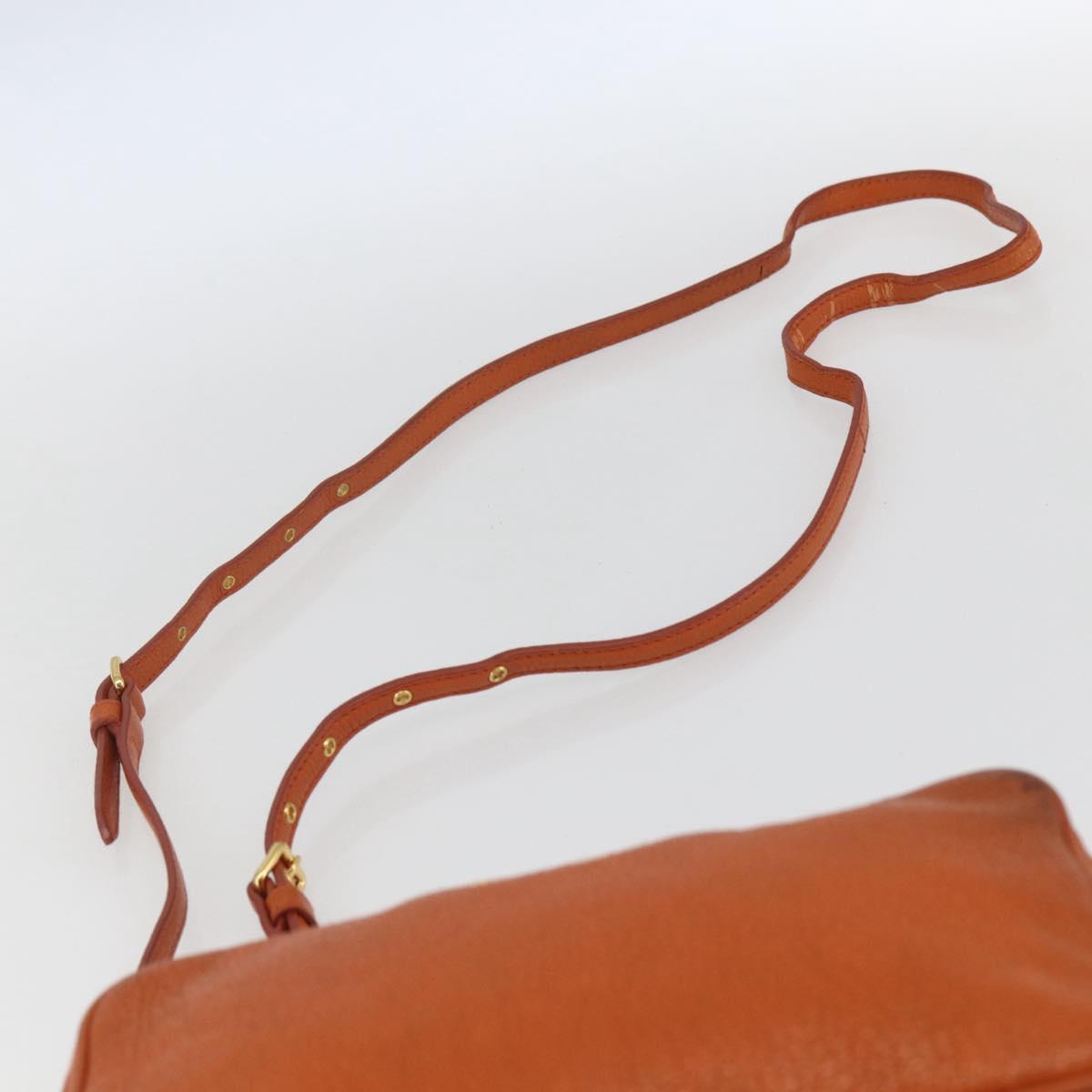 Miu Miu Shoulder Bag Leather Orange Gold Auth am10543