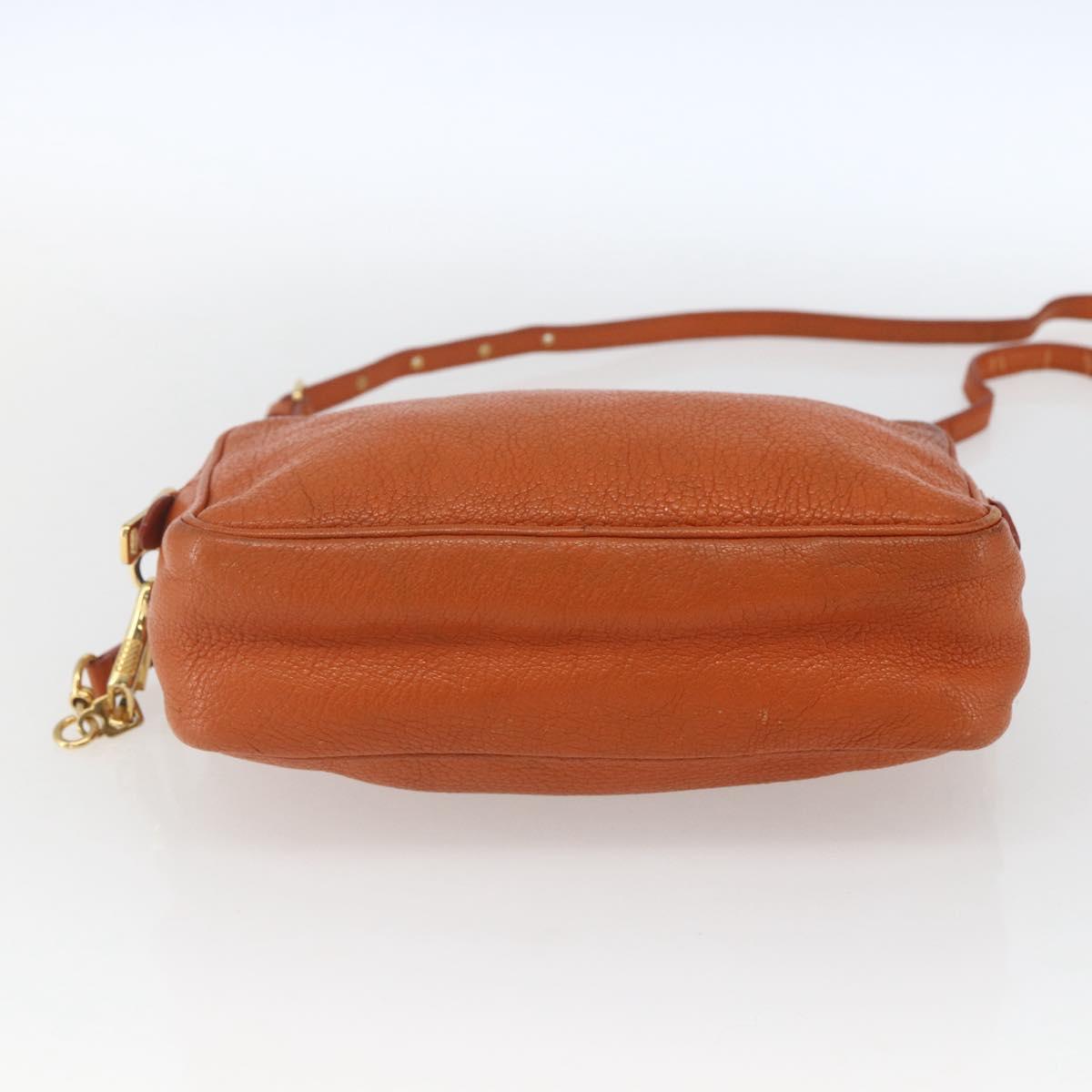 Miu Miu Shoulder Bag Leather Orange Gold Auth am10543