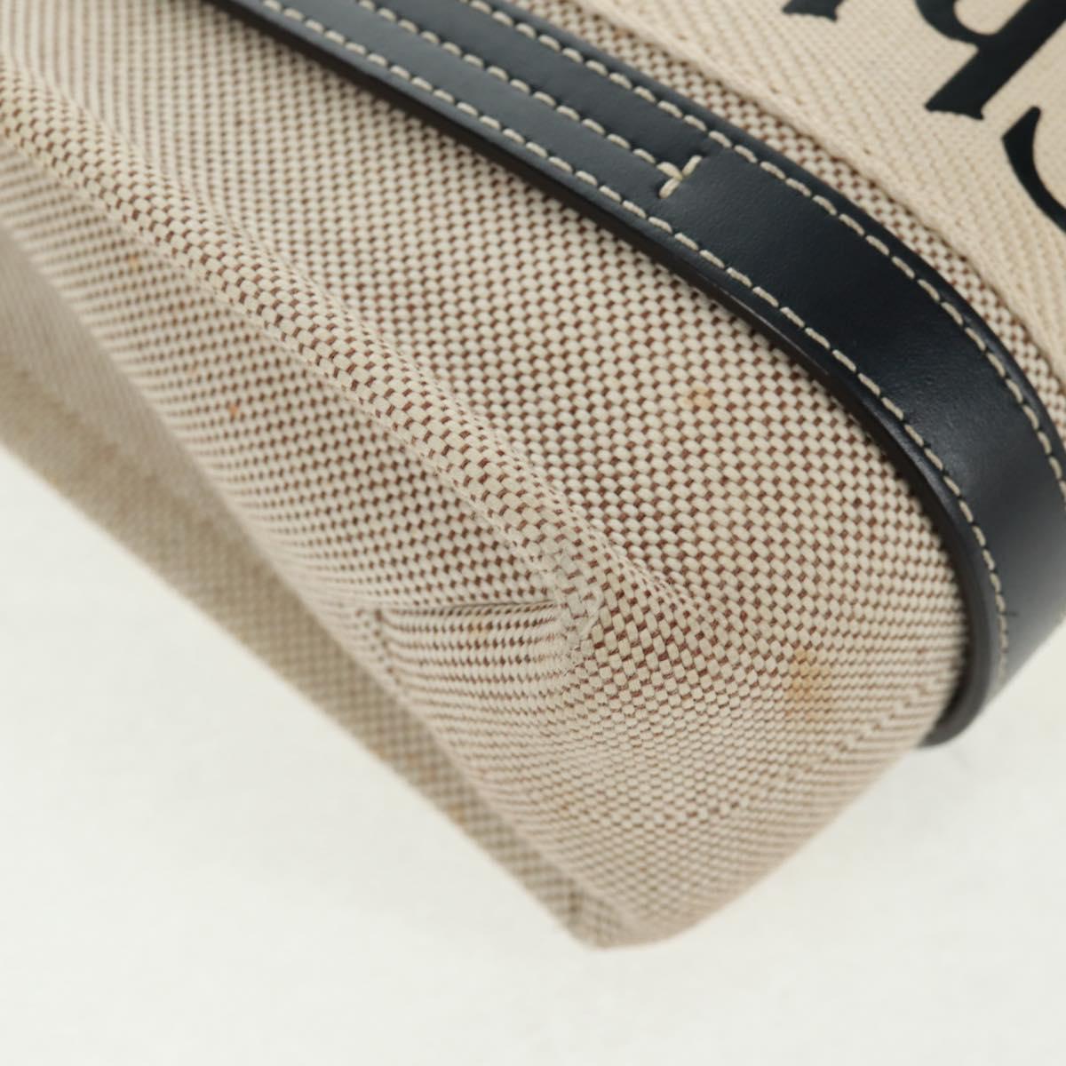 Chloe Woody Hand Bag Canvas 2way Ivory Gold Auth am10546V