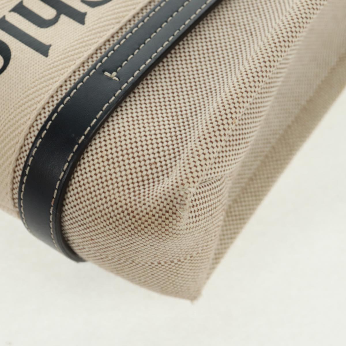 Chloe Woody Hand Bag Canvas 2way Ivory Gold Auth am10546V