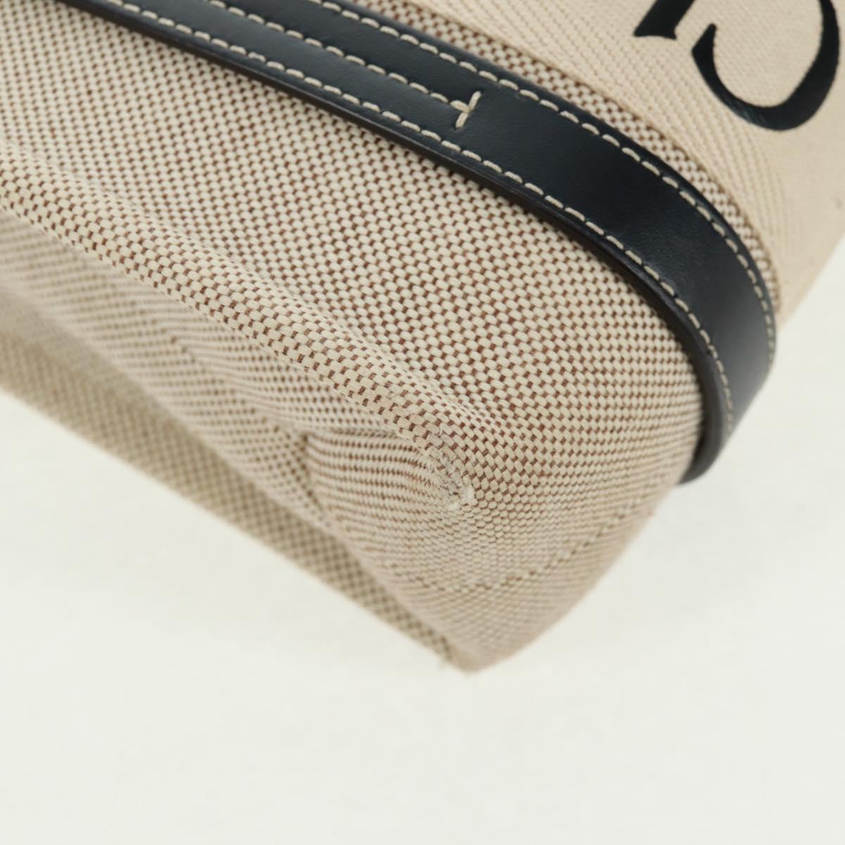 Chloe Woody Hand Bag Canvas 2way Ivory Gold Auth am10546V