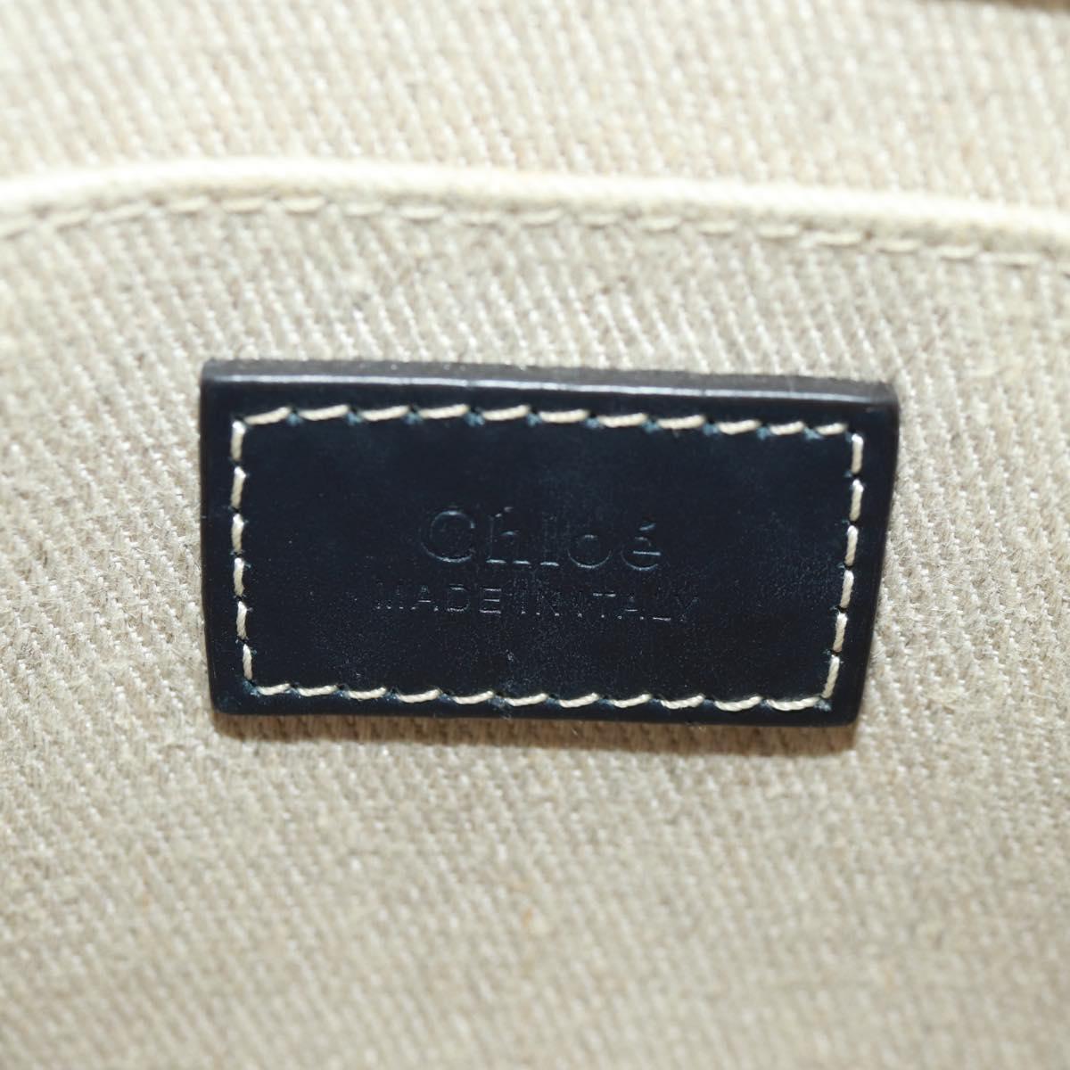 Chloe Woody Hand Bag Canvas 2way Ivory Gold Auth am10546V