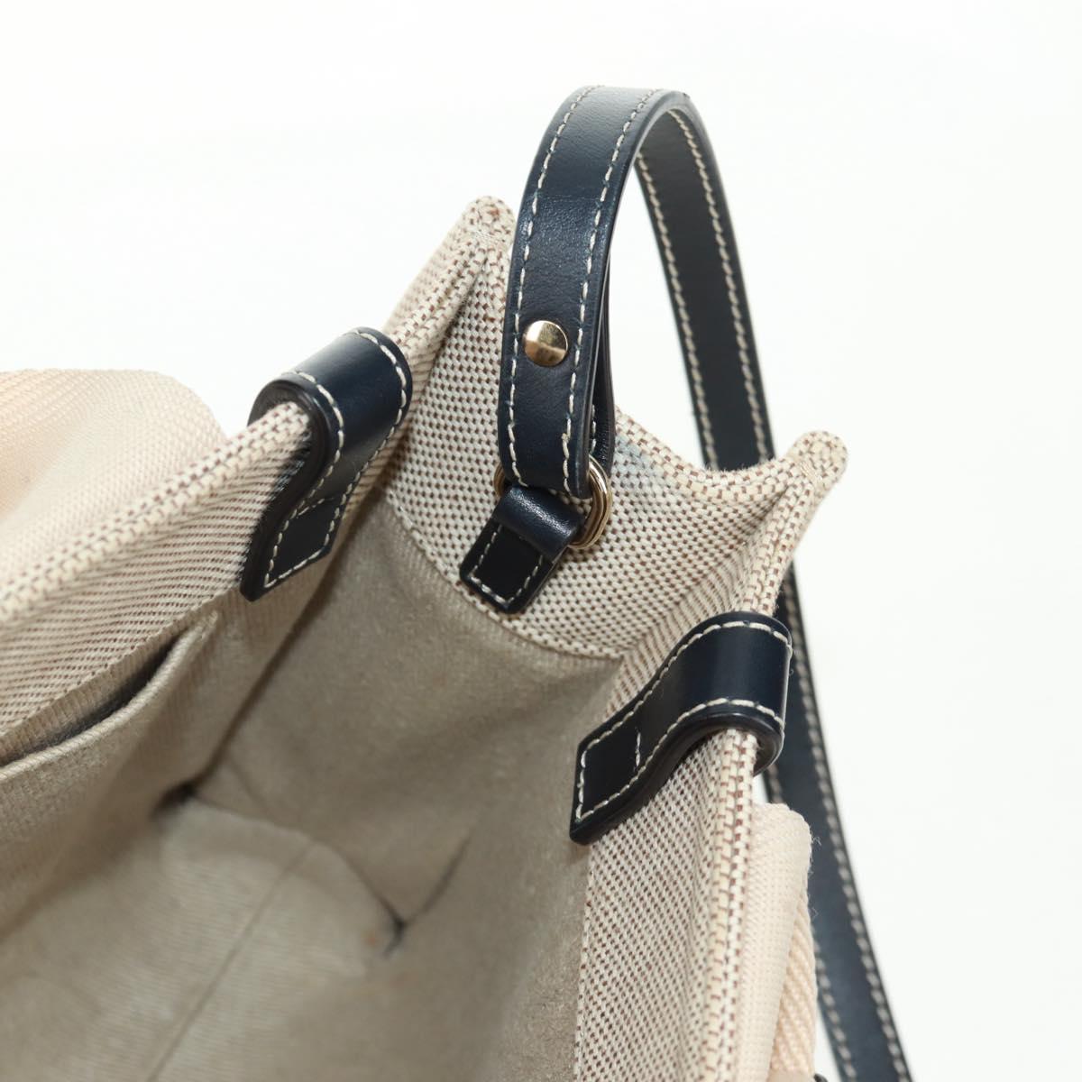 Chloe Woody Hand Bag Canvas 2way Ivory Gold Auth am10546V