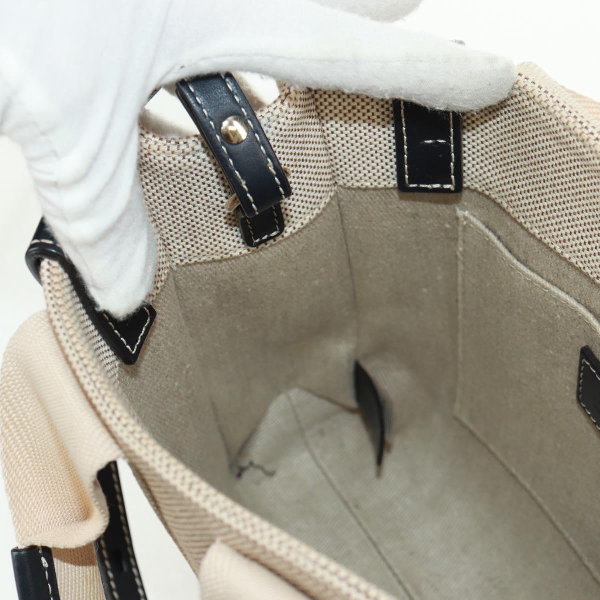 Chloe Woody Hand Bag Canvas 2way Ivory Gold Auth am10546V