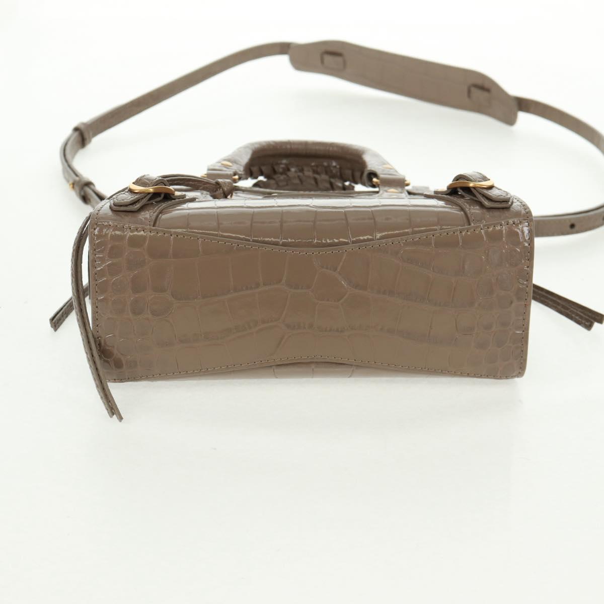 BALENCIAGA Neo Classic City Hand Bag Patent 2way Gray Gold 638524 Auth am10547SAM