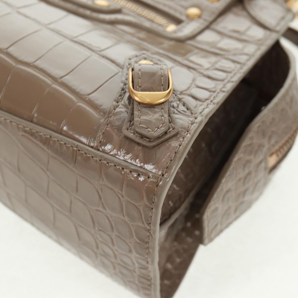 BALENCIAGA Neo Classic City Hand Bag Patent 2way Gray Gold 638524 Auth am10547SAM