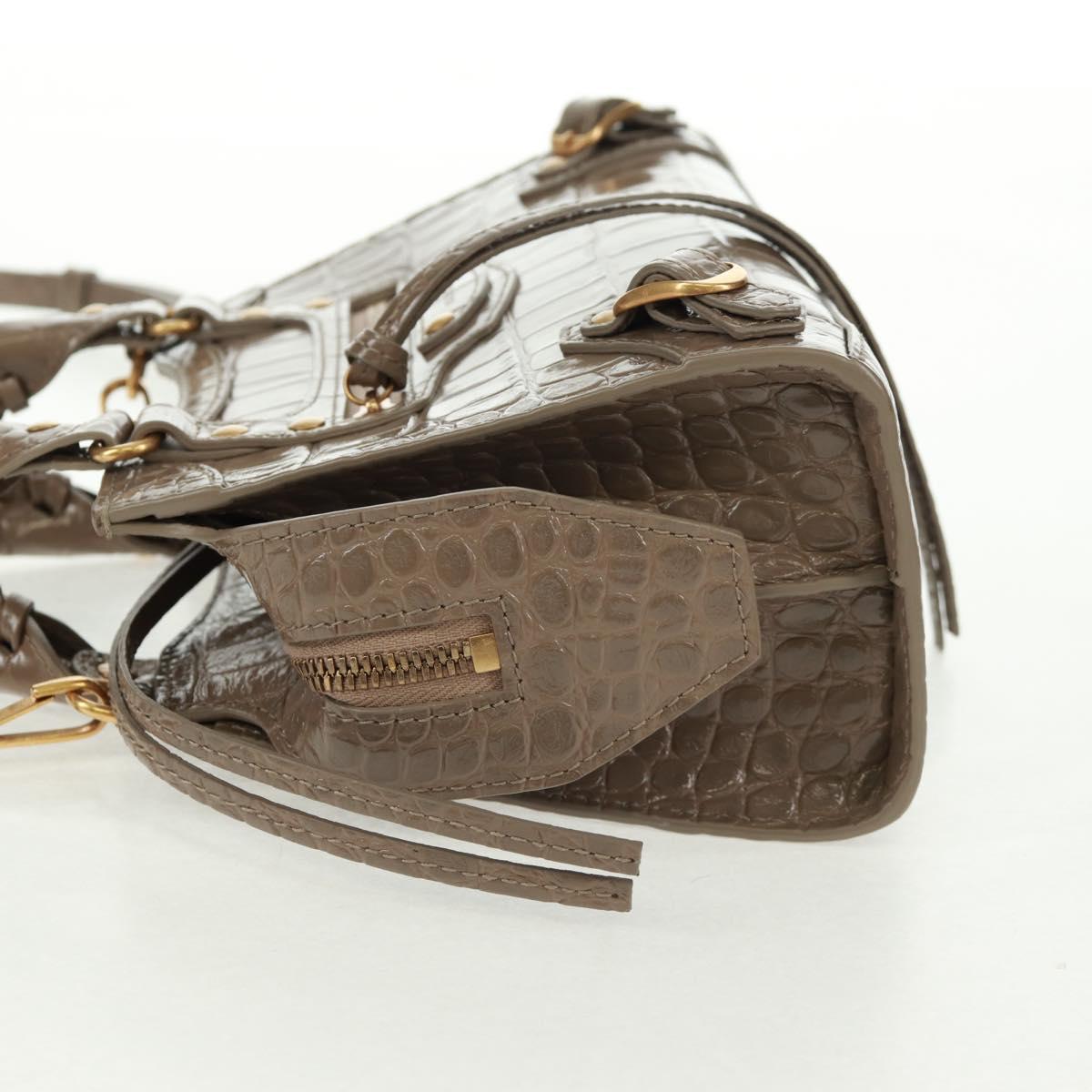 BALENCIAGA Neo Classic City Hand Bag Patent 2way Gray Gold 638524 Auth am10547SAM