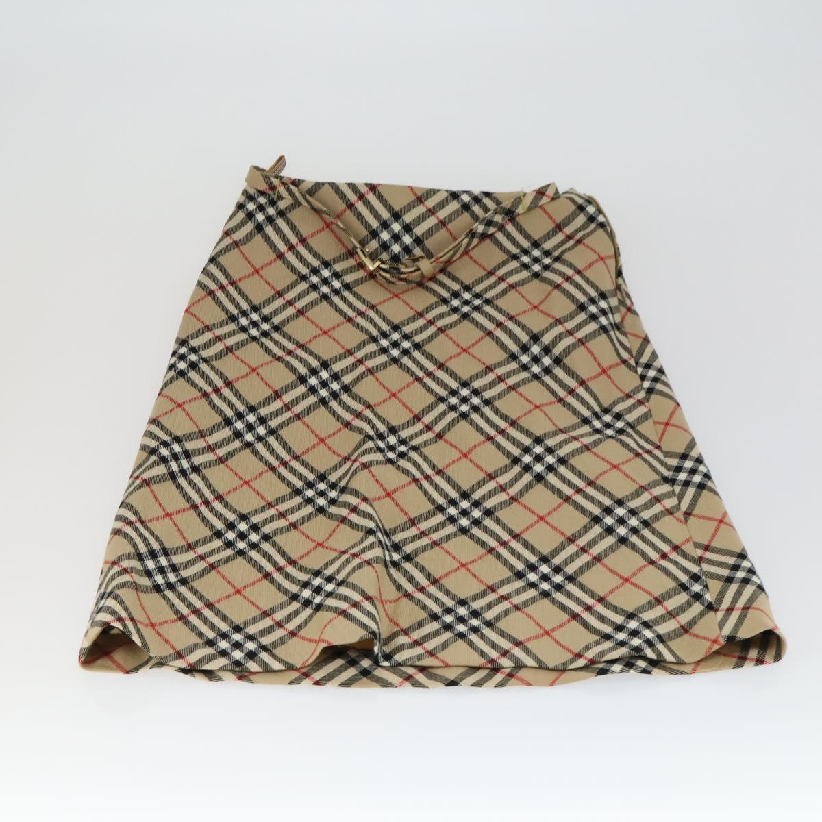 BURBERRY Nova Check Skirt Cotton 7 Set Beige Red blue Auth am10553