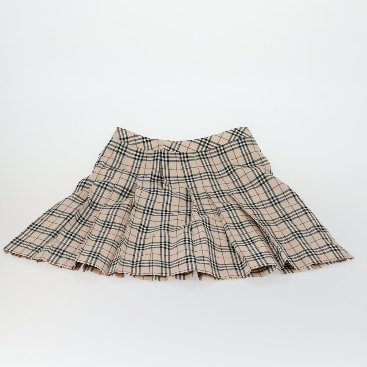 BURBERRY Nova Check Skirt Cotton 7 Set Beige Red blue Auth am10553