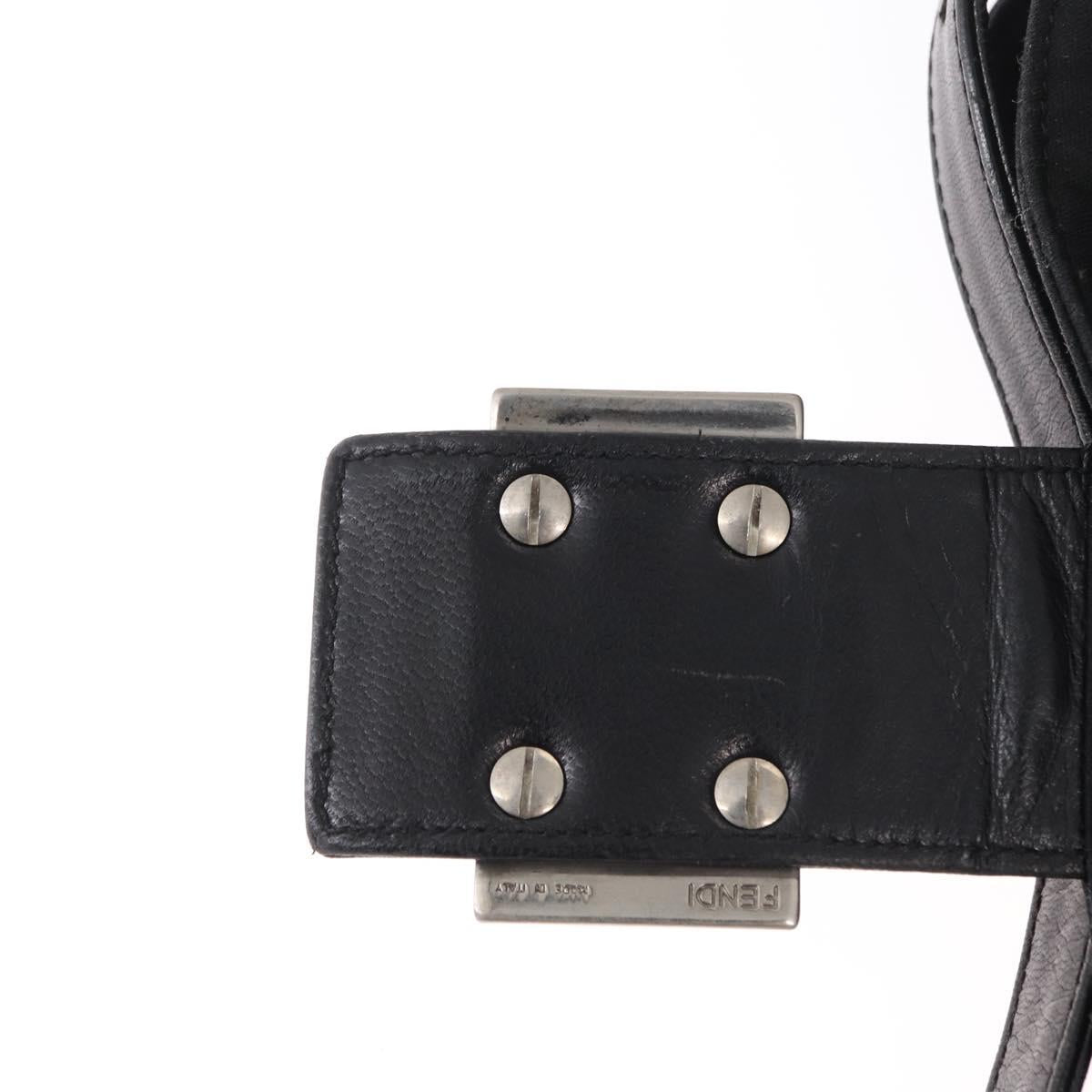 FENDI Jersey Mamma Baguette Shoulder Bag Nylon Black Silver Auth am10557