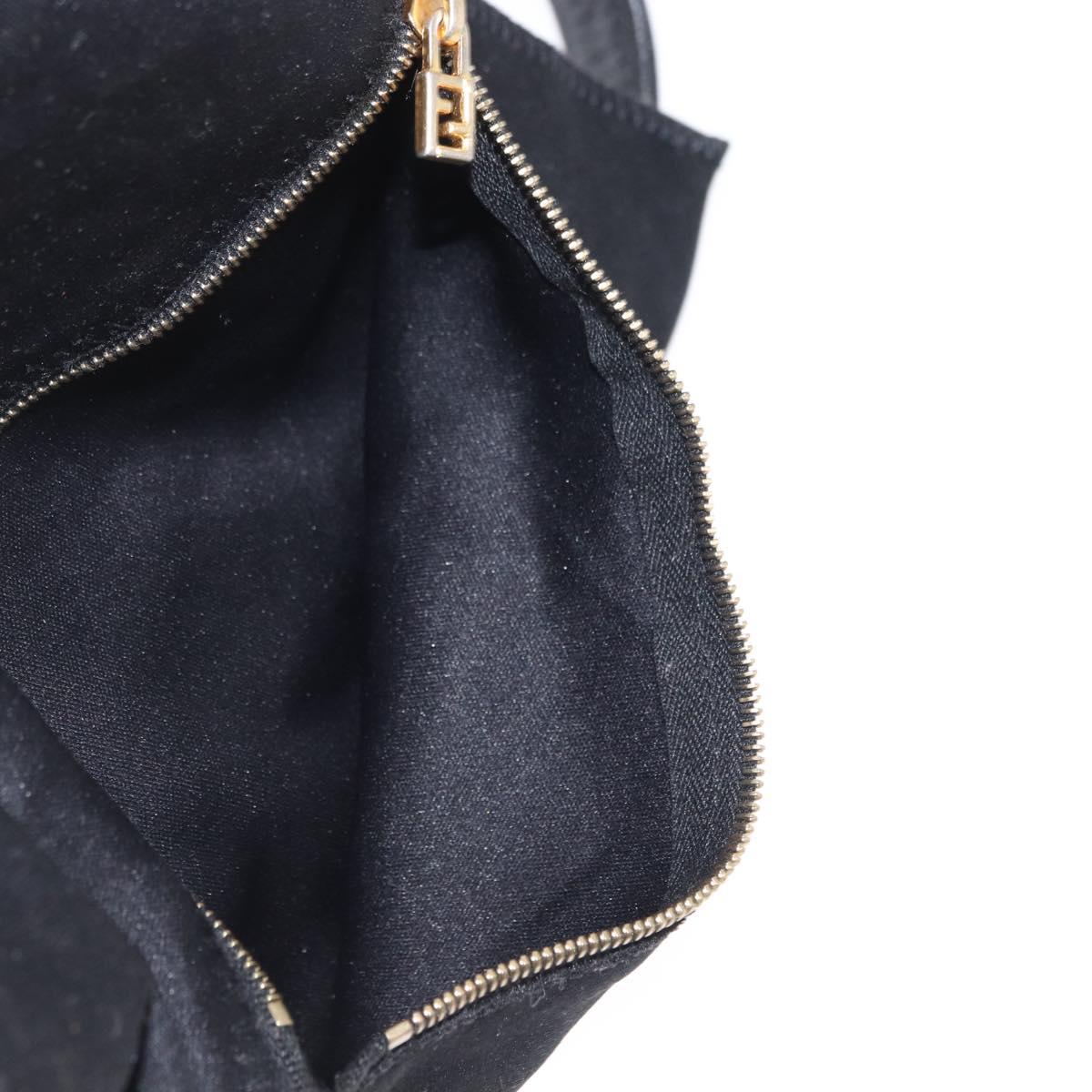 FENDI Jersey Mamma Baguette Shoulder Bag Nylon Black Silver Auth am10557