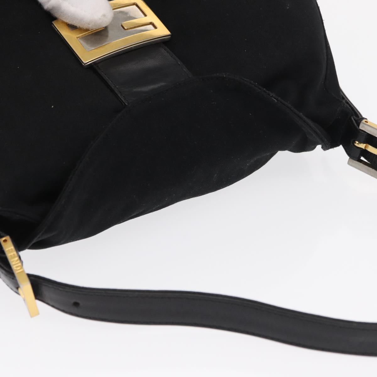 FENDI Jersey Mamma Baguette Shoulder Bag Nylon Black Silver Auth am10557
