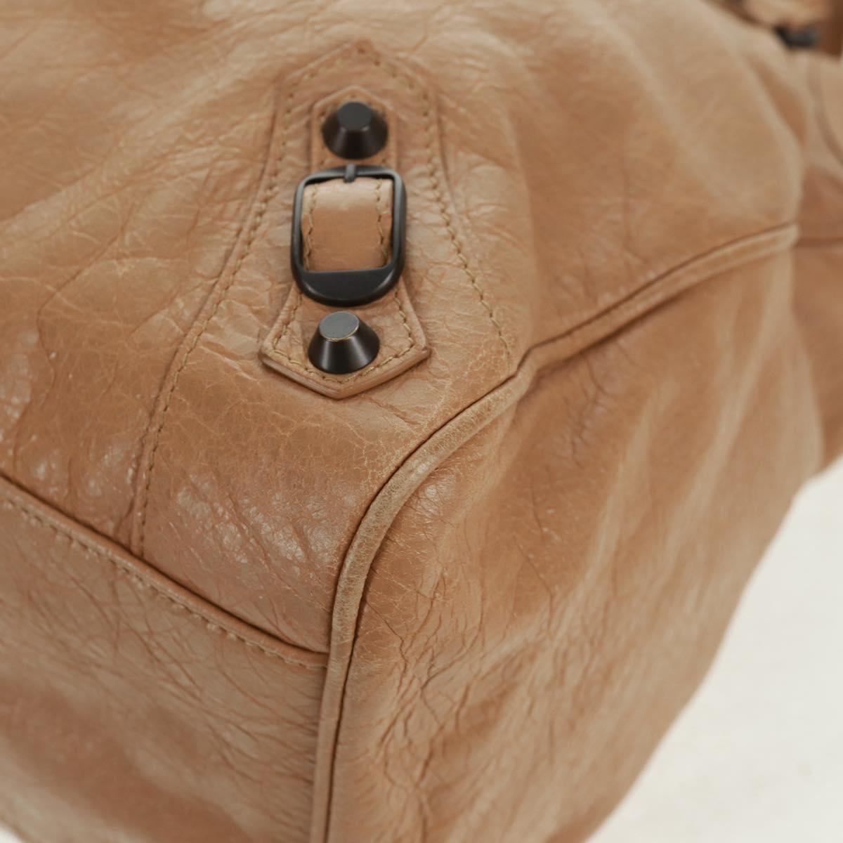 BALENCIAGA Classic Vero Hand Bag Leather Beige 235216 Auth am10563V