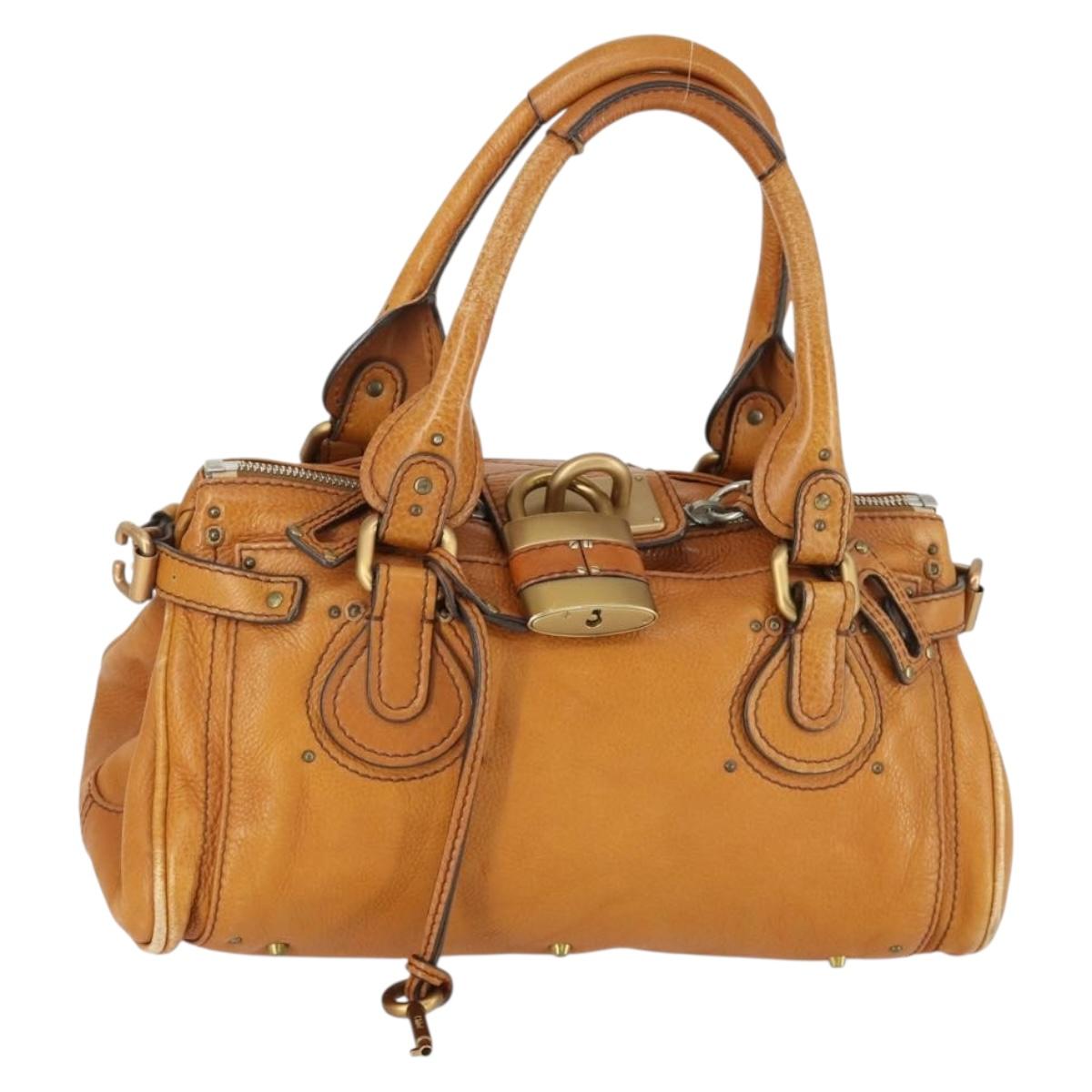 Chloe Paddington Hand Bag Leather Brown Gold Auth am10564V
