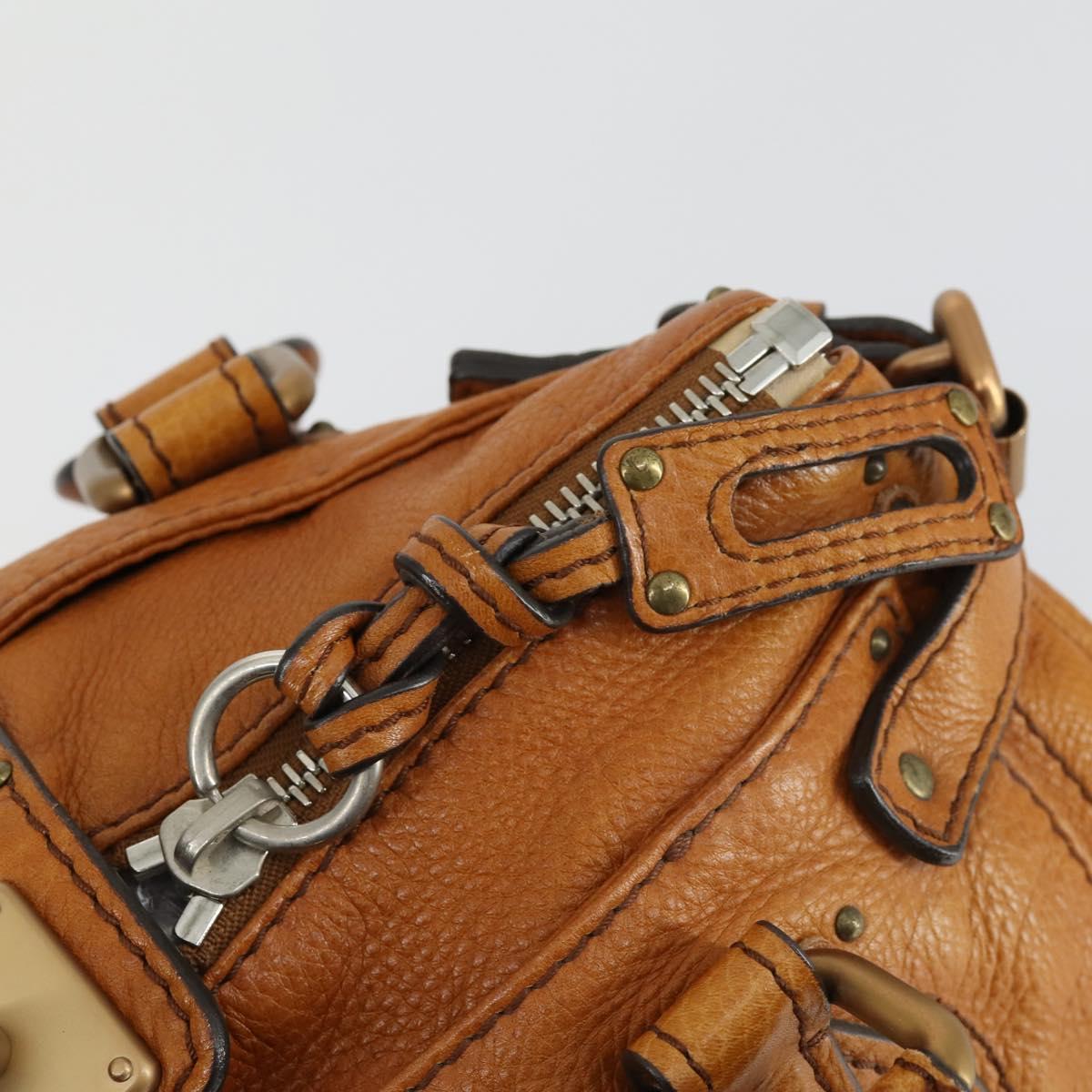 Chloe Paddington Hand Bag Leather Brown Gold Auth am10564V