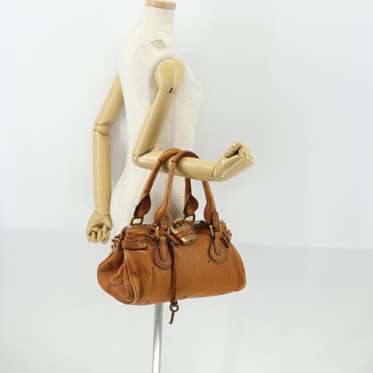 Chloe Paddington Hand Bag Leather Brown Gold Auth am10564V