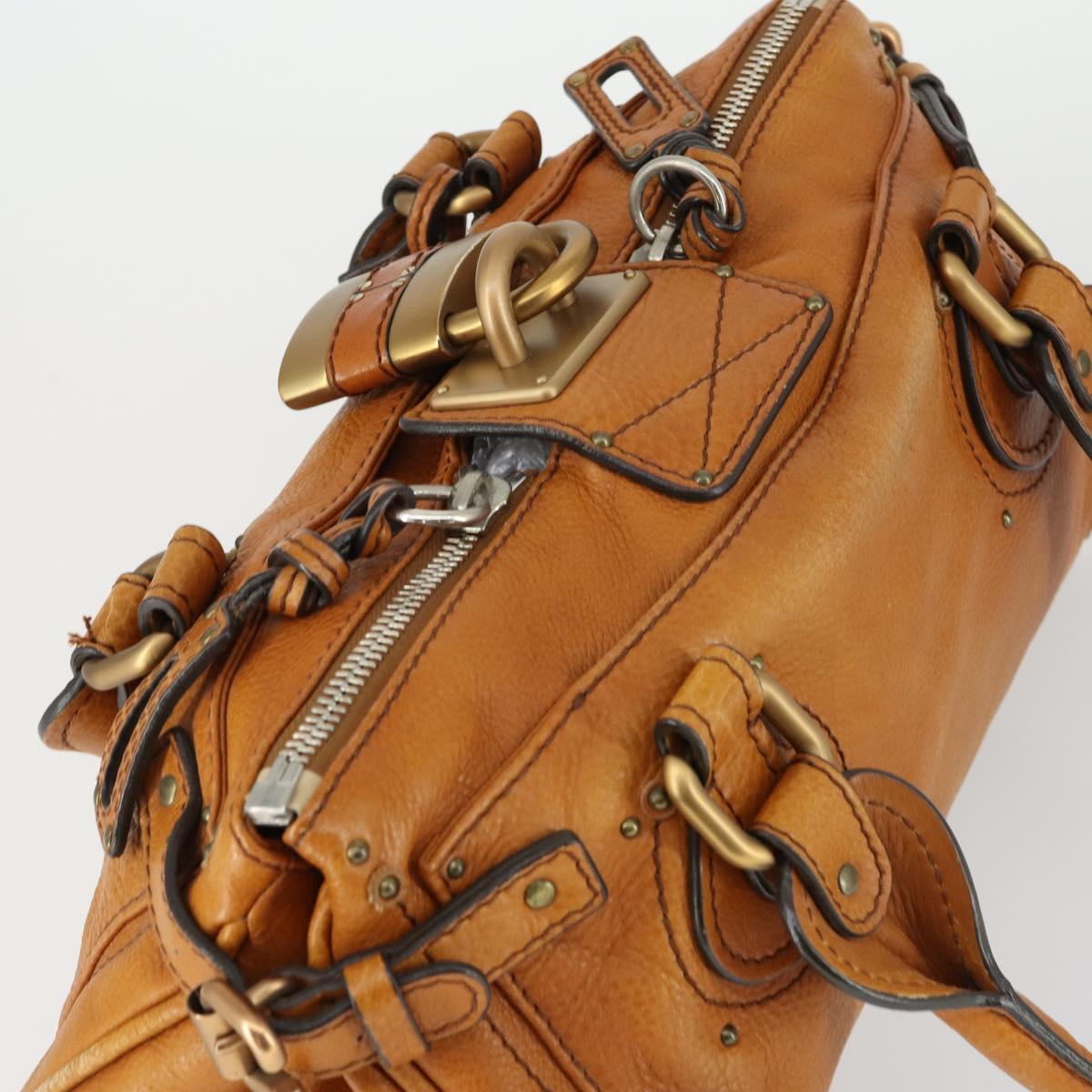 Chloe Paddington Hand Bag Leather Brown Gold Auth am10564V
