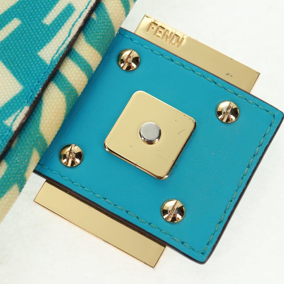 FENDI Zucca Canvas Mamma bucket Shoulder Bag Baby Blue Gold Auth am10568V